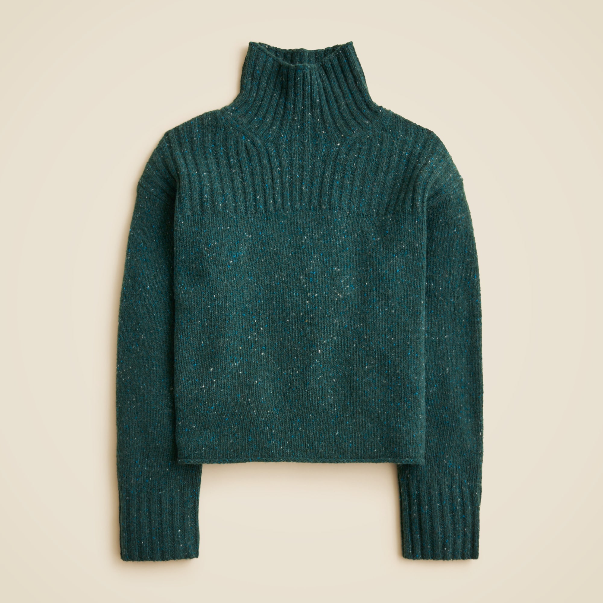 Ribbed turtleneck sweater in donegal wool blend