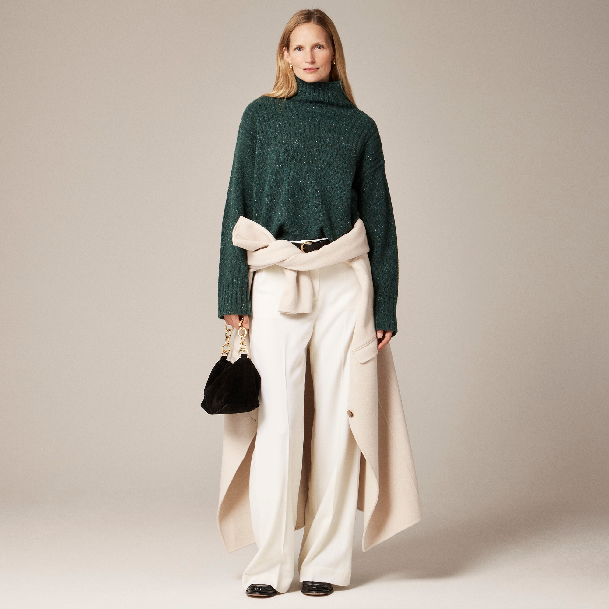 Ribbed turtleneck sweater in donegal wool blend