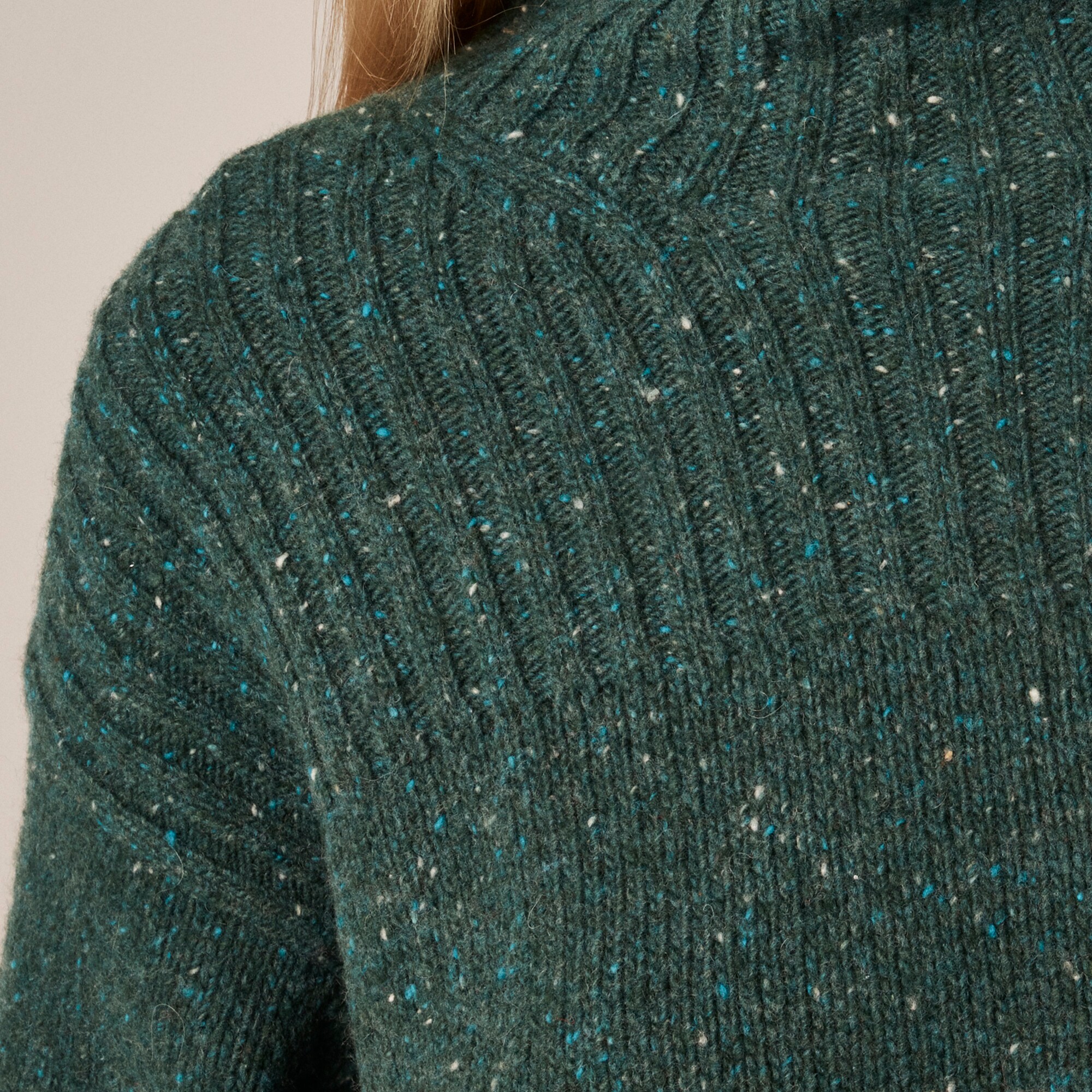 Ribbed turtleneck sweater in donegal wool blend