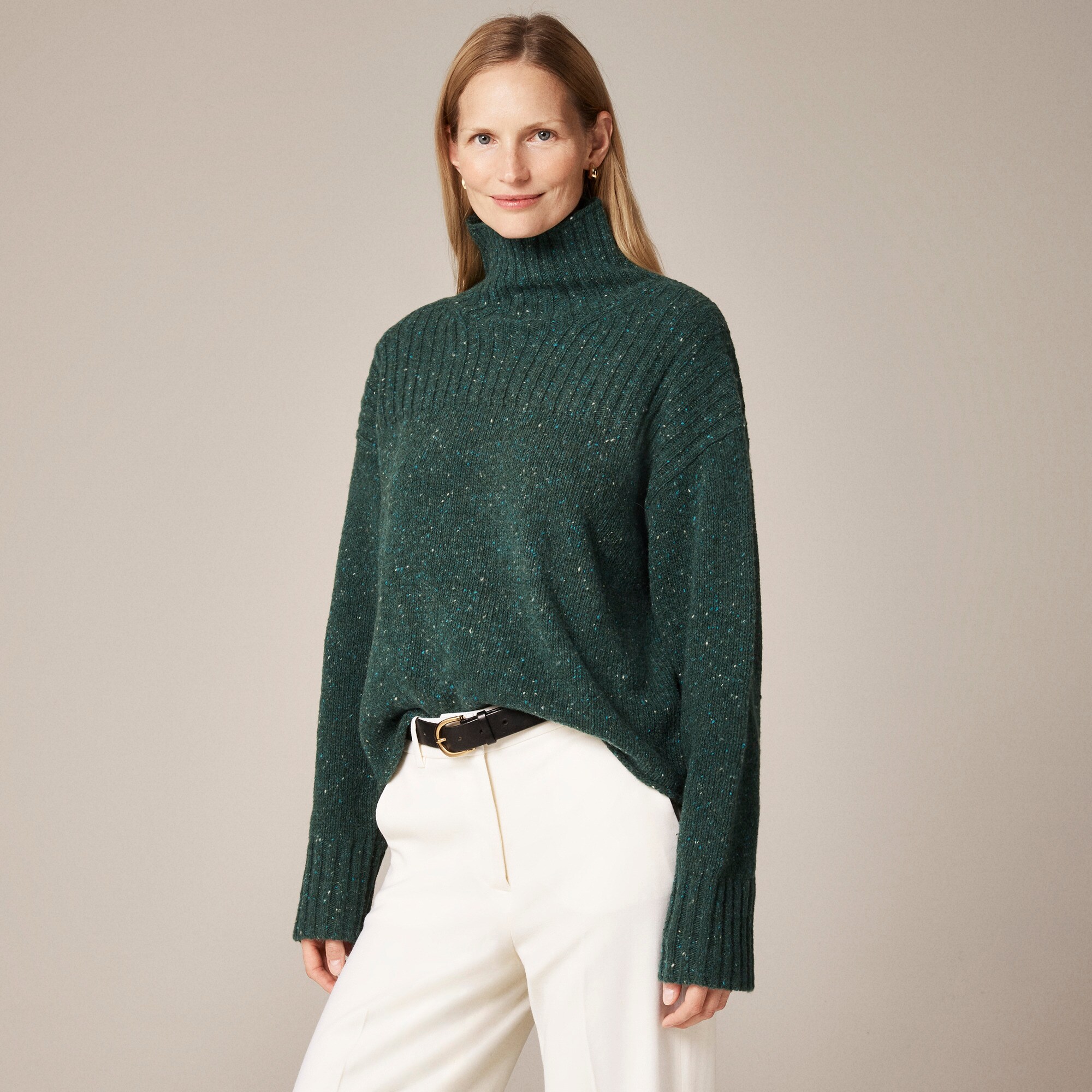 Ribbed Turtleneck Sweater In Donegal Wool Blend For Women | J.Crew