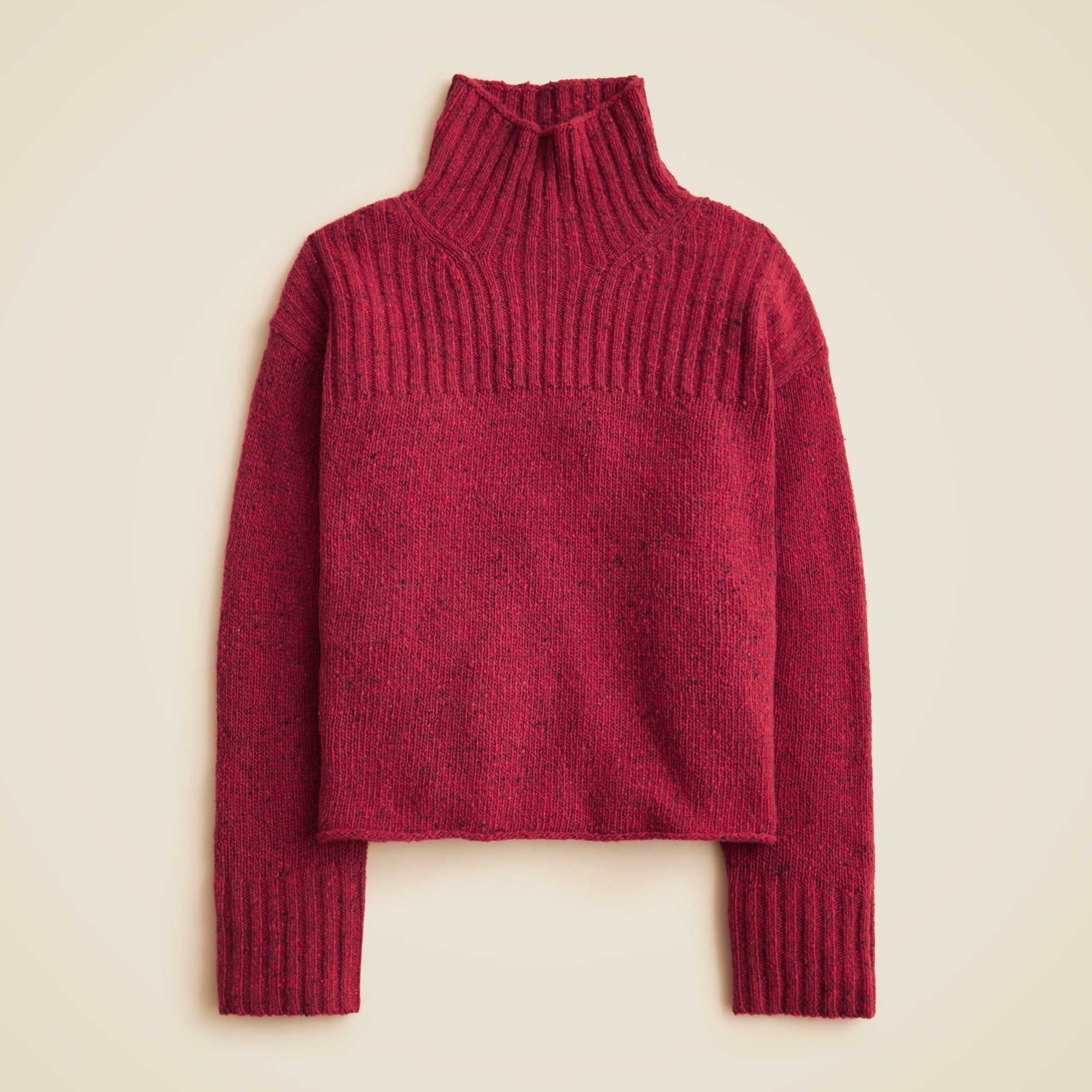 Ribbed turtleneck sweater in donegal wool blend