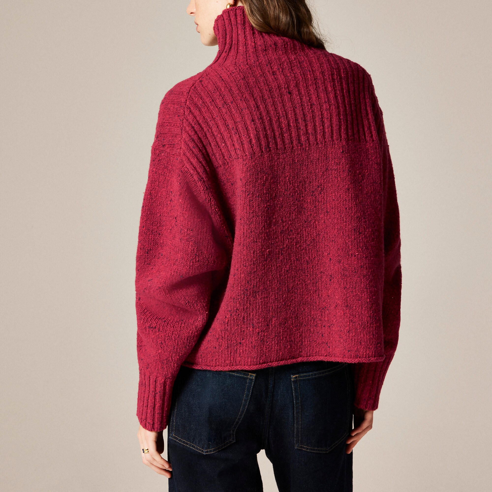 Ribbed turtleneck sweater in donegal wool blend