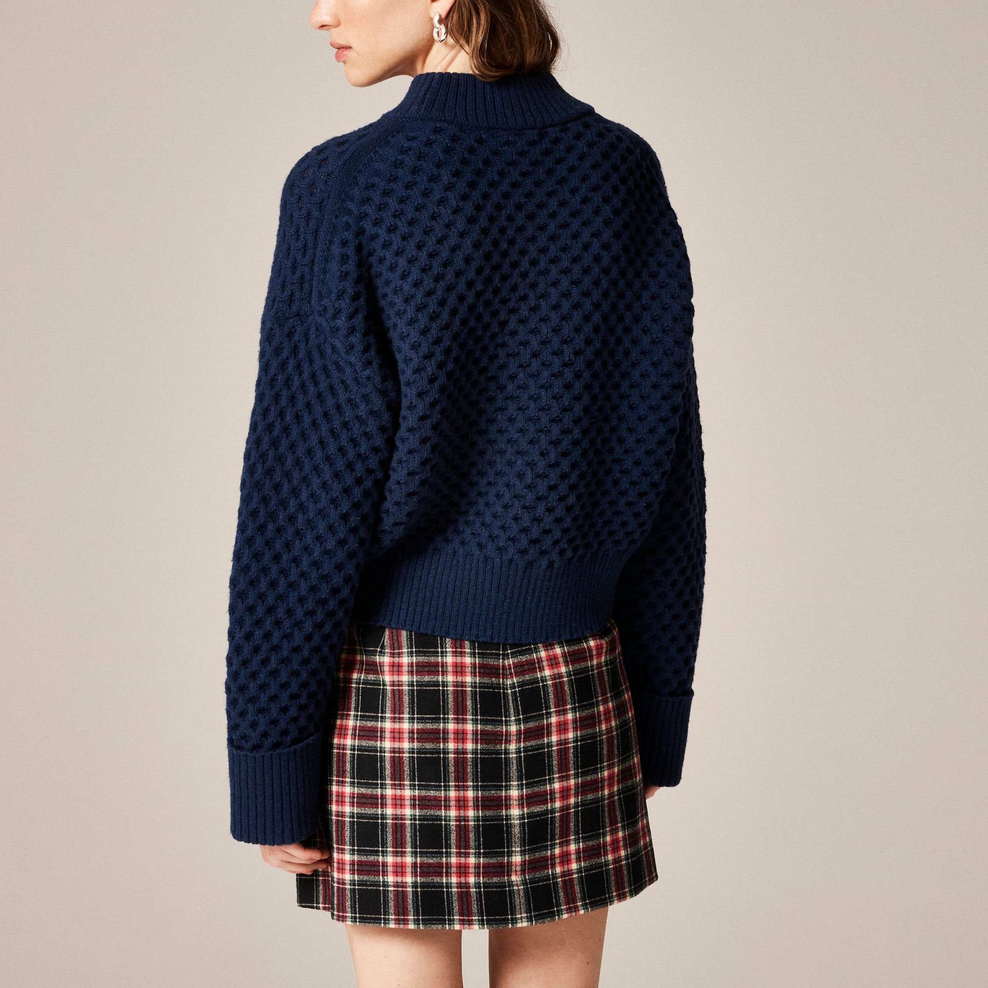 Honeycomb Mockneck Sweater In Wool Blend For Women | J.Crew