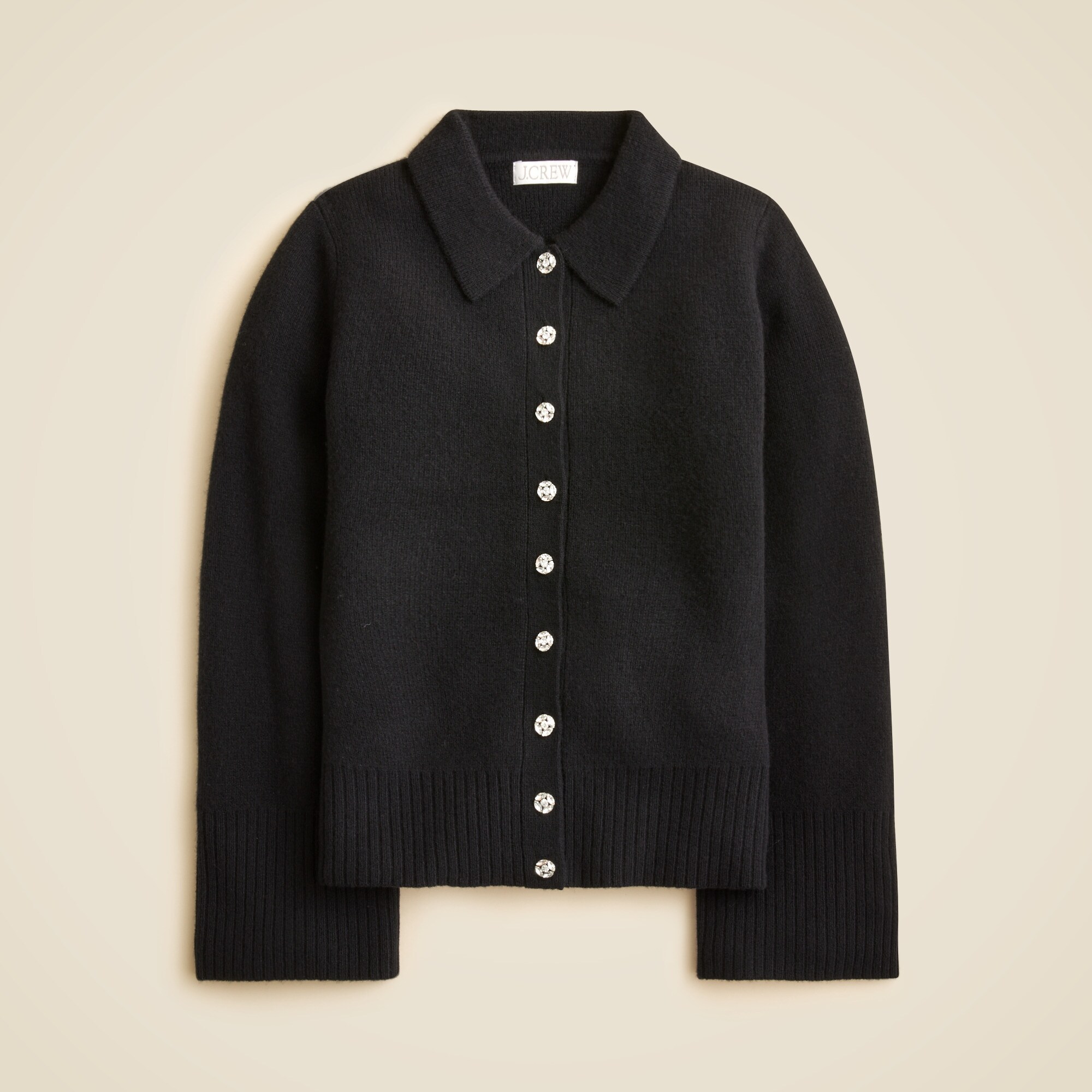 Milano-stitch cinched-waist cardigan with embellished buttons