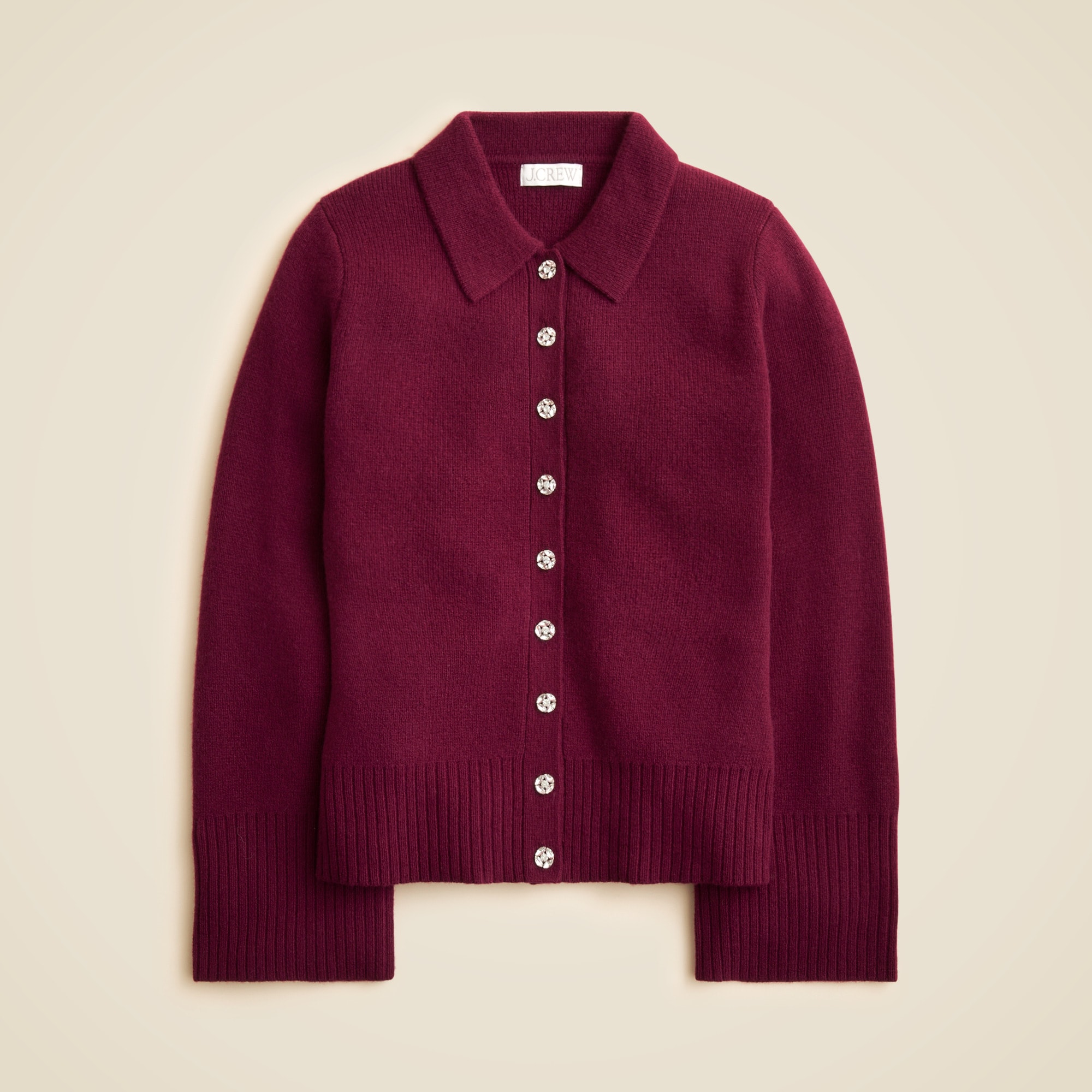 Milano-stitch cinched-waist cardigan with embellished buttons