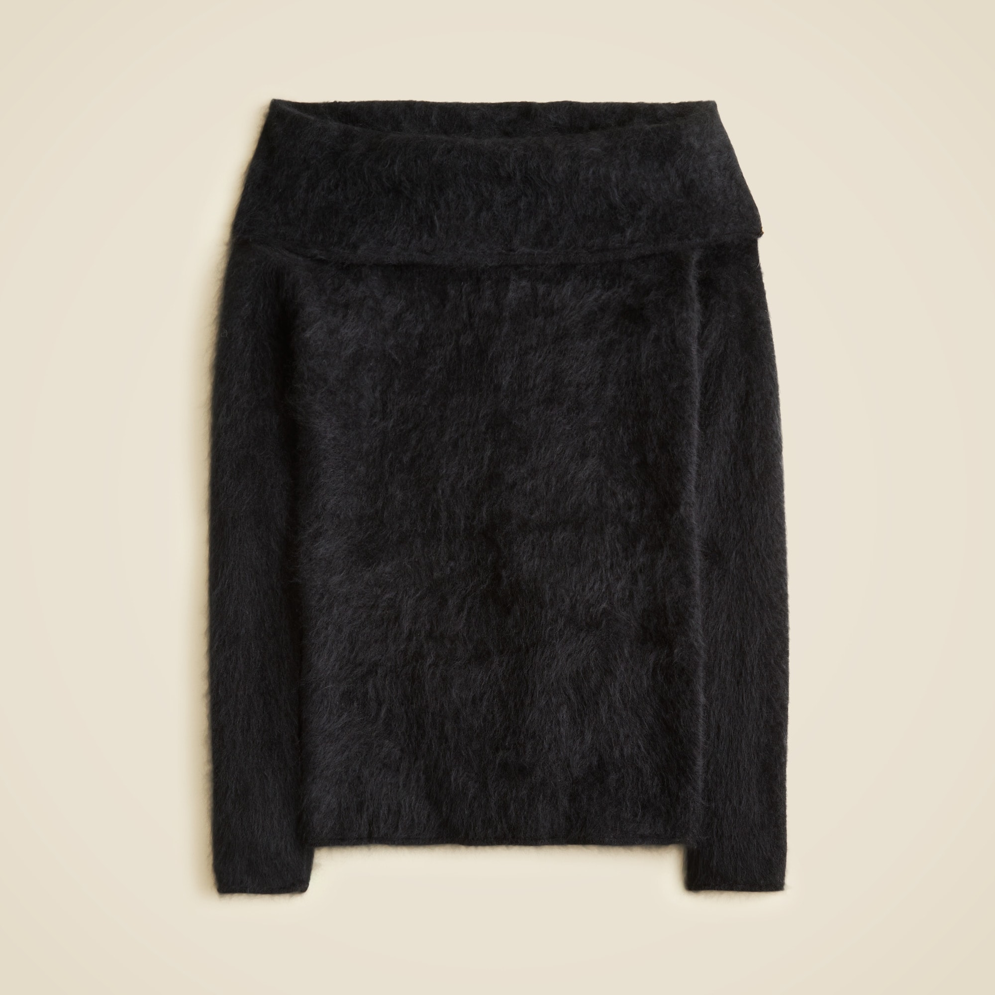 Brushed cashmere foldover sweater