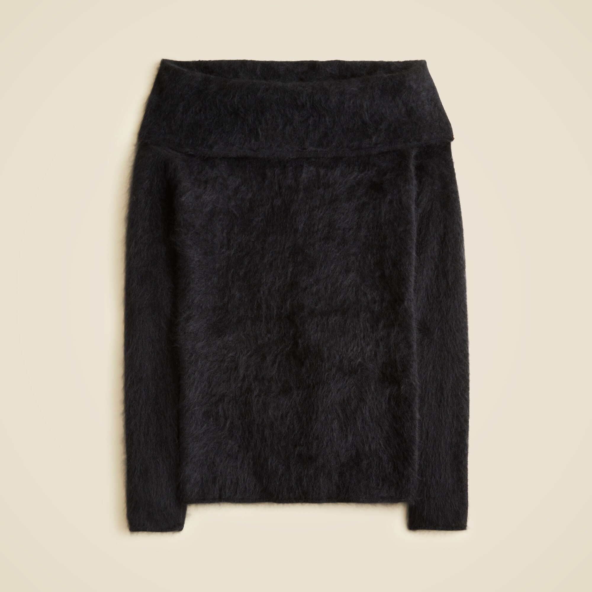Brushed cashmere foldover sweater