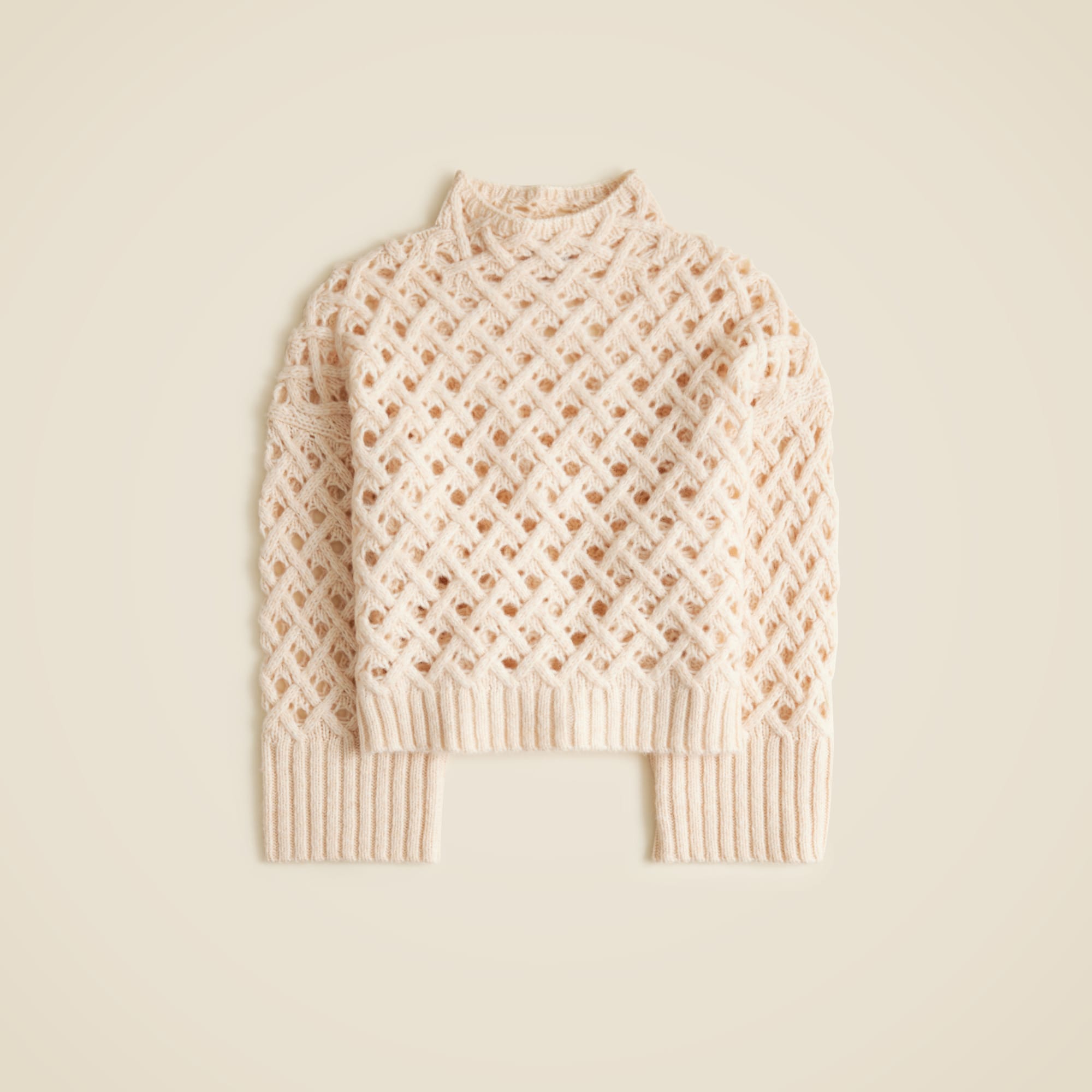 Cross-cable Mockneck Sweater In Wool Blend For Women | J.Crew