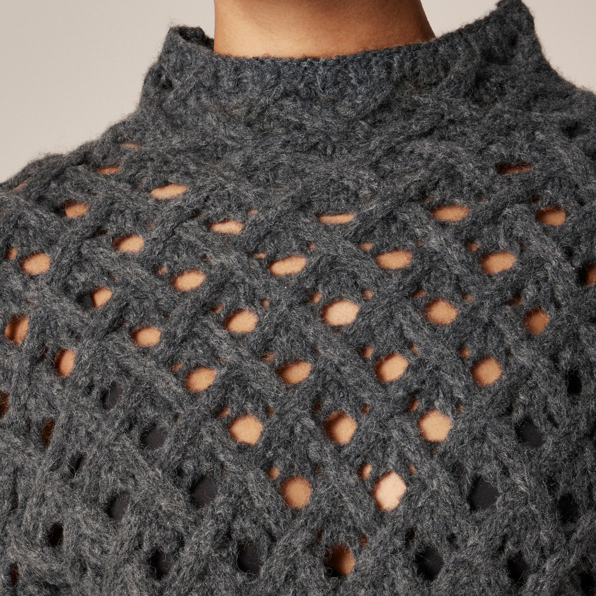 Cross-cable mockneck sweater in wool blend - image 4