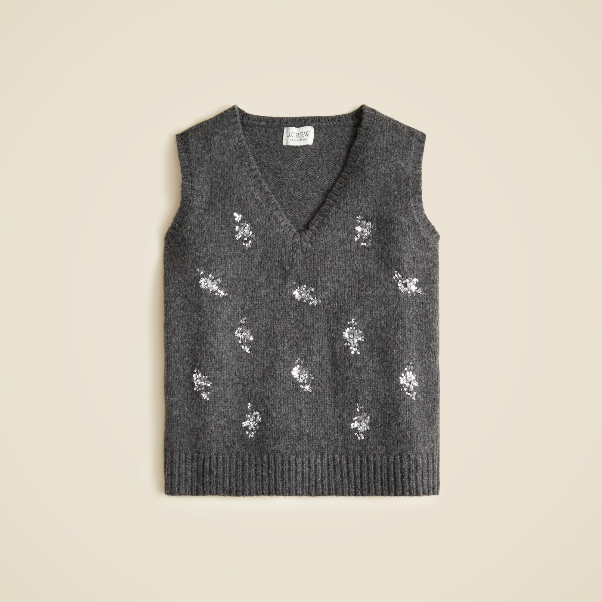Embellished high V-neck sweater-vest