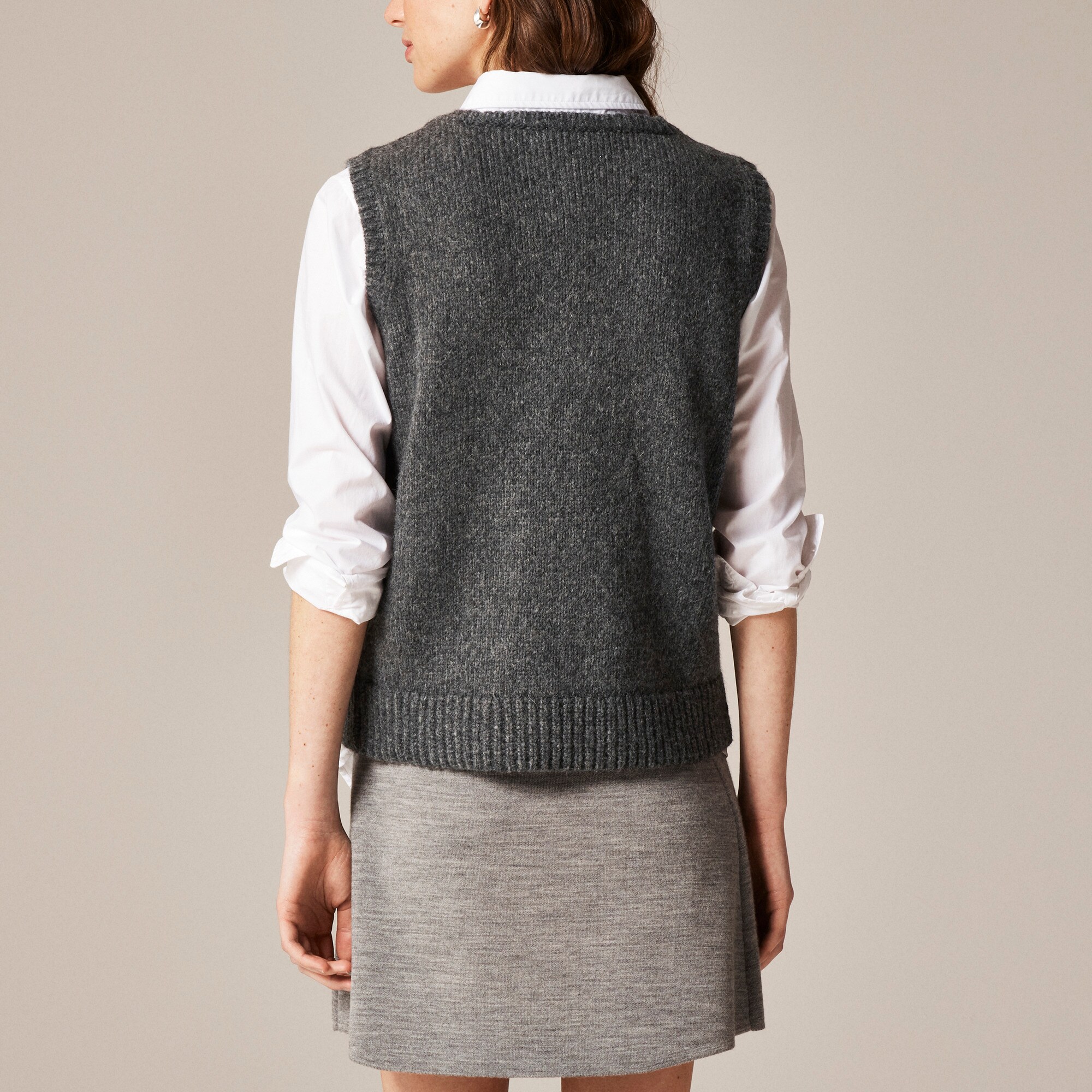Embellished high V-neck sweater-vest