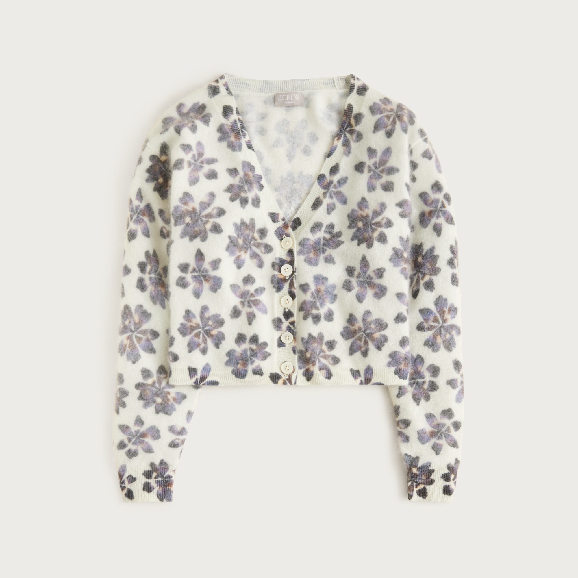 Brushed cashmere party cardigan in floral print
