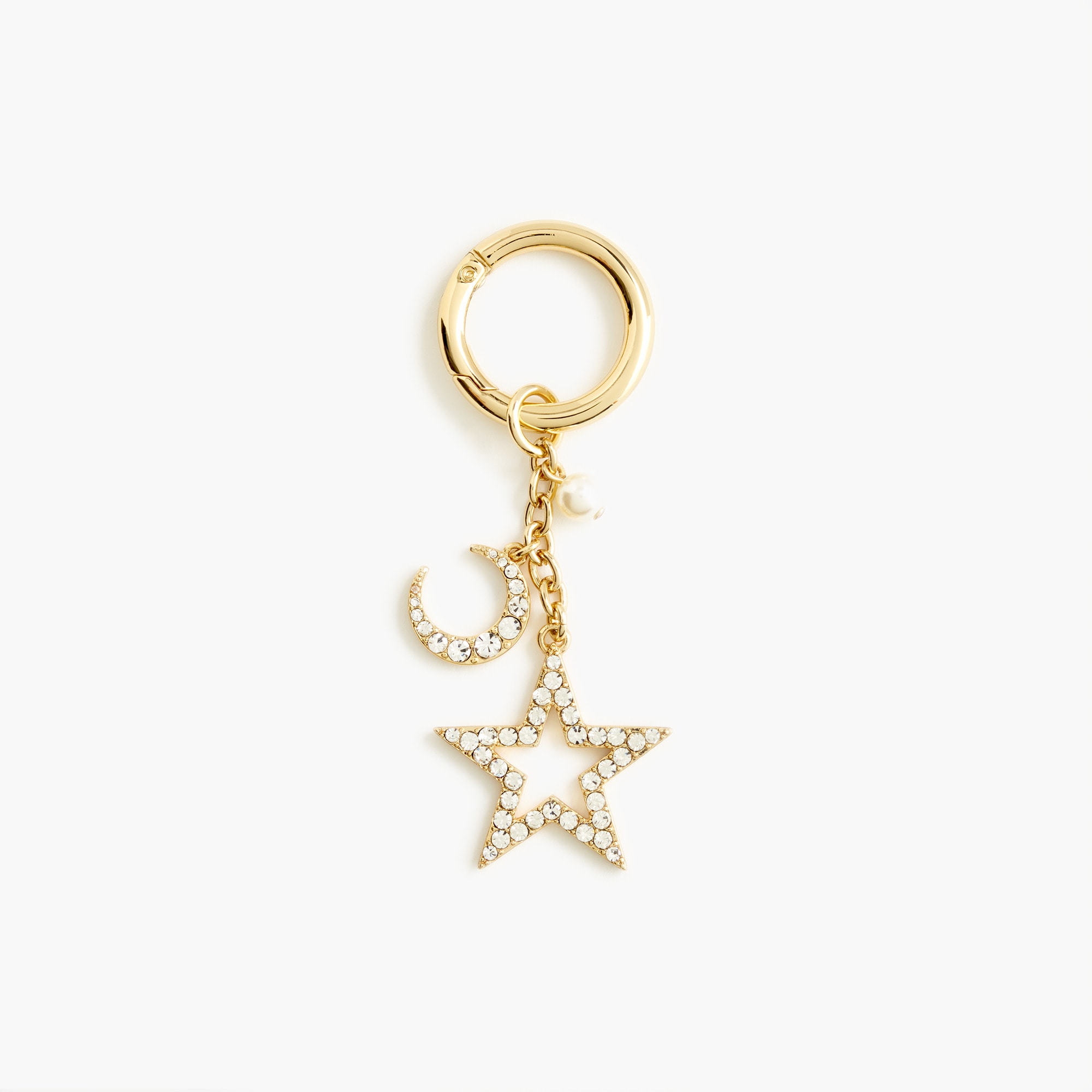  Pav&eacute; star and moon bag charm