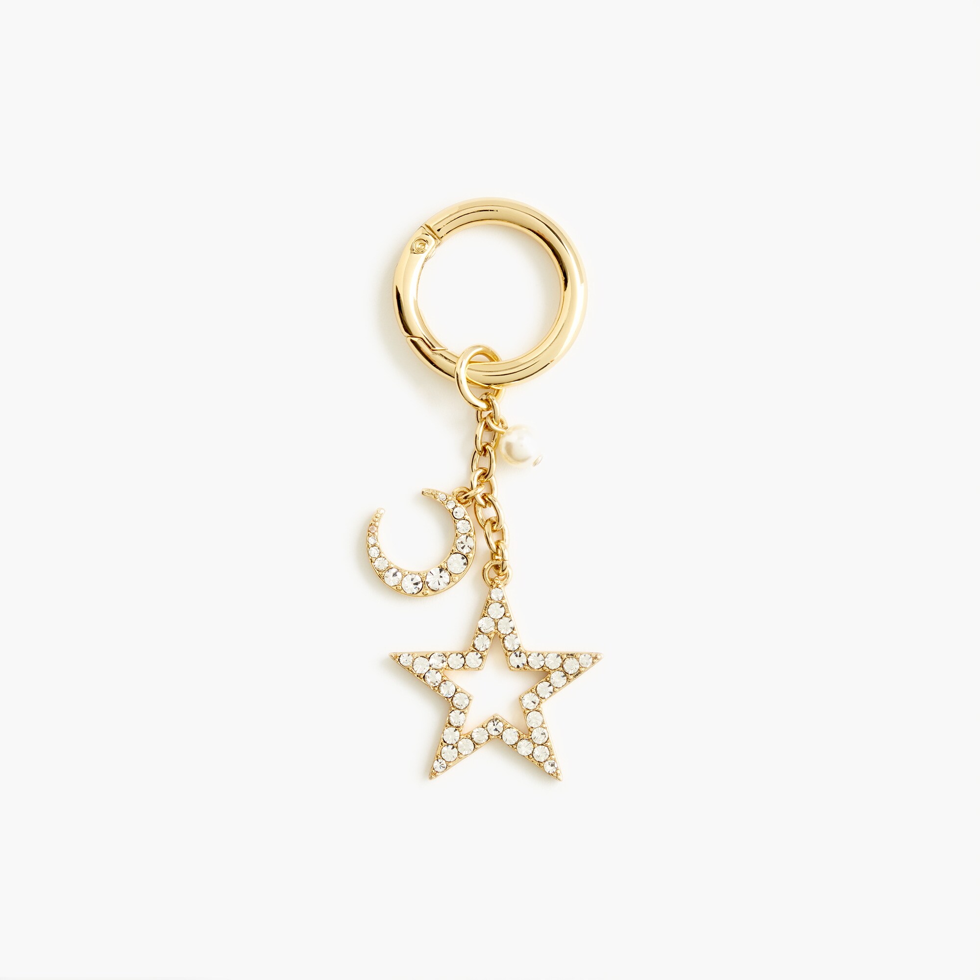 womens Pav&eacute; star and moon bag charm