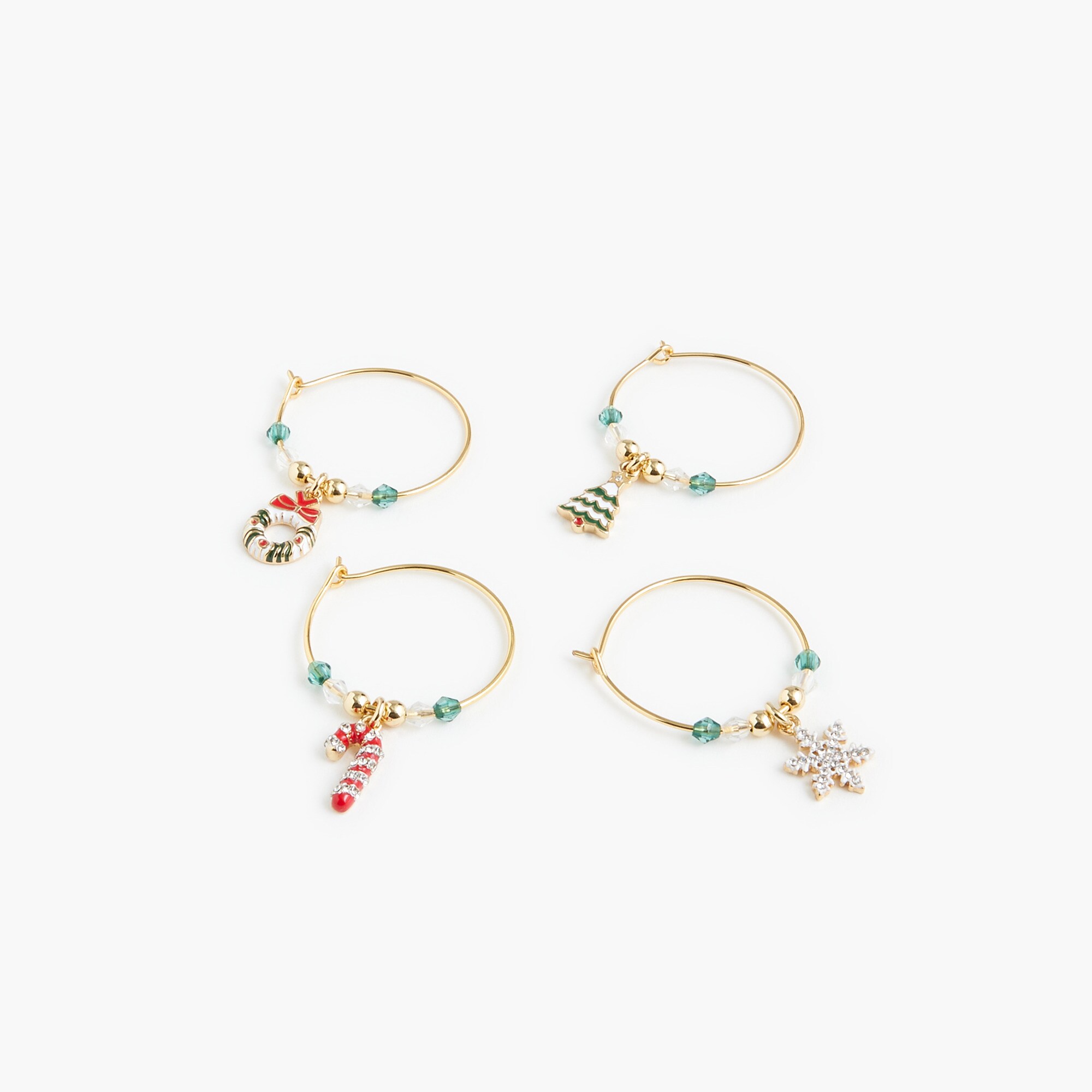 womens Holiday wine charms set-of-four