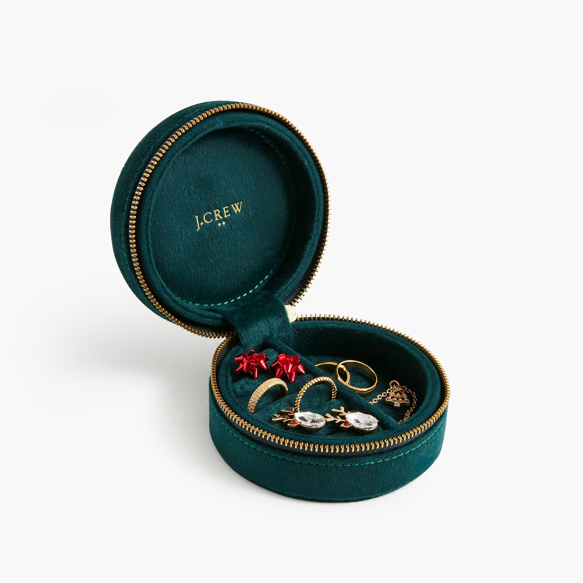 Velvet round jewelry case