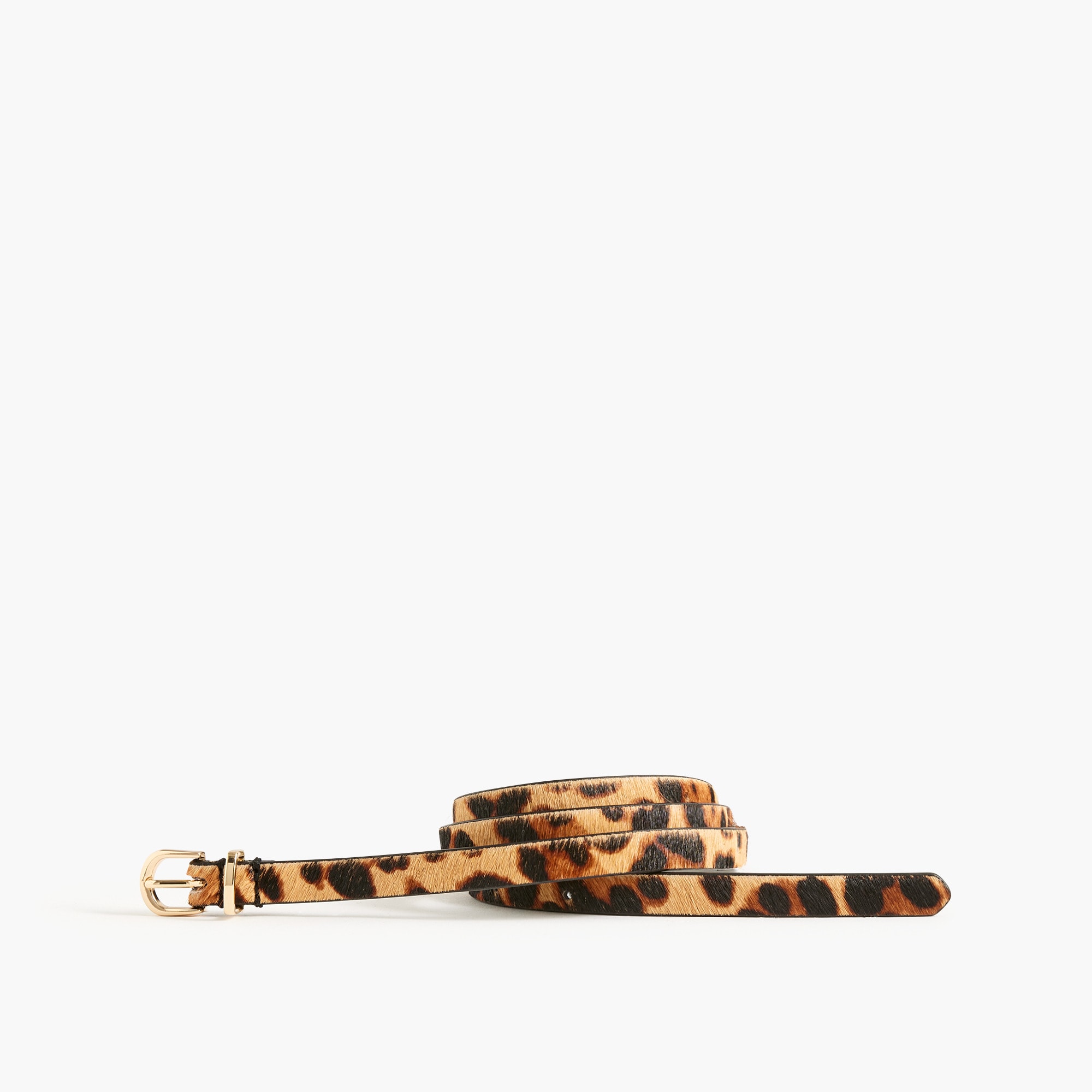 skinny leopard calf hair belt for women
