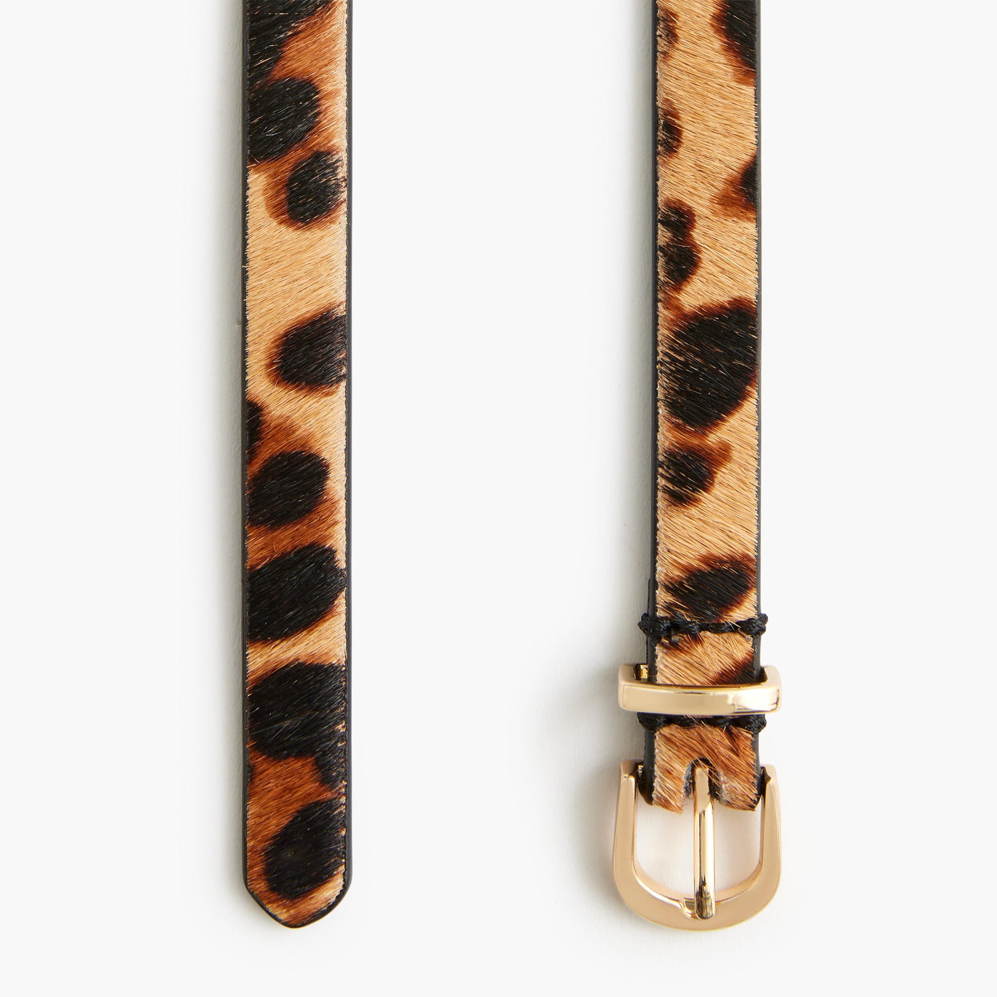 Skinny leopard calf hair belt