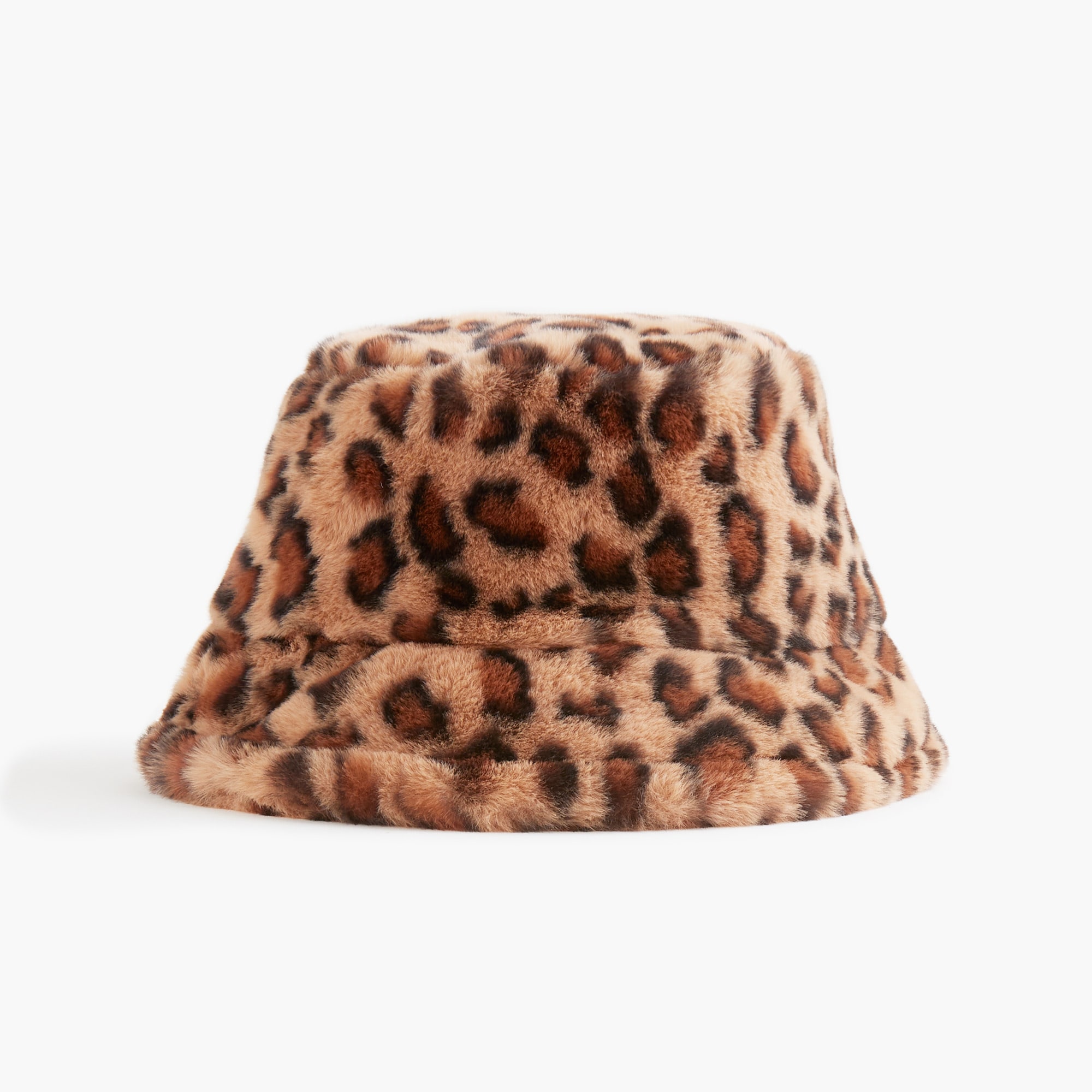 womens Faux-fur leopard bucket hat
