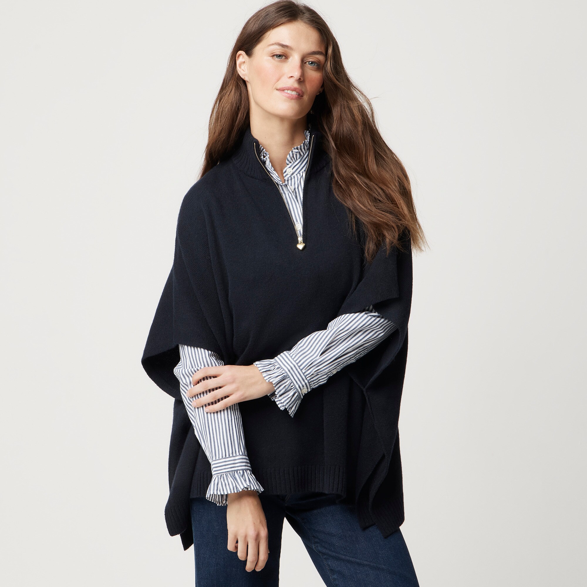 womens Heart quarter-zip poncho
