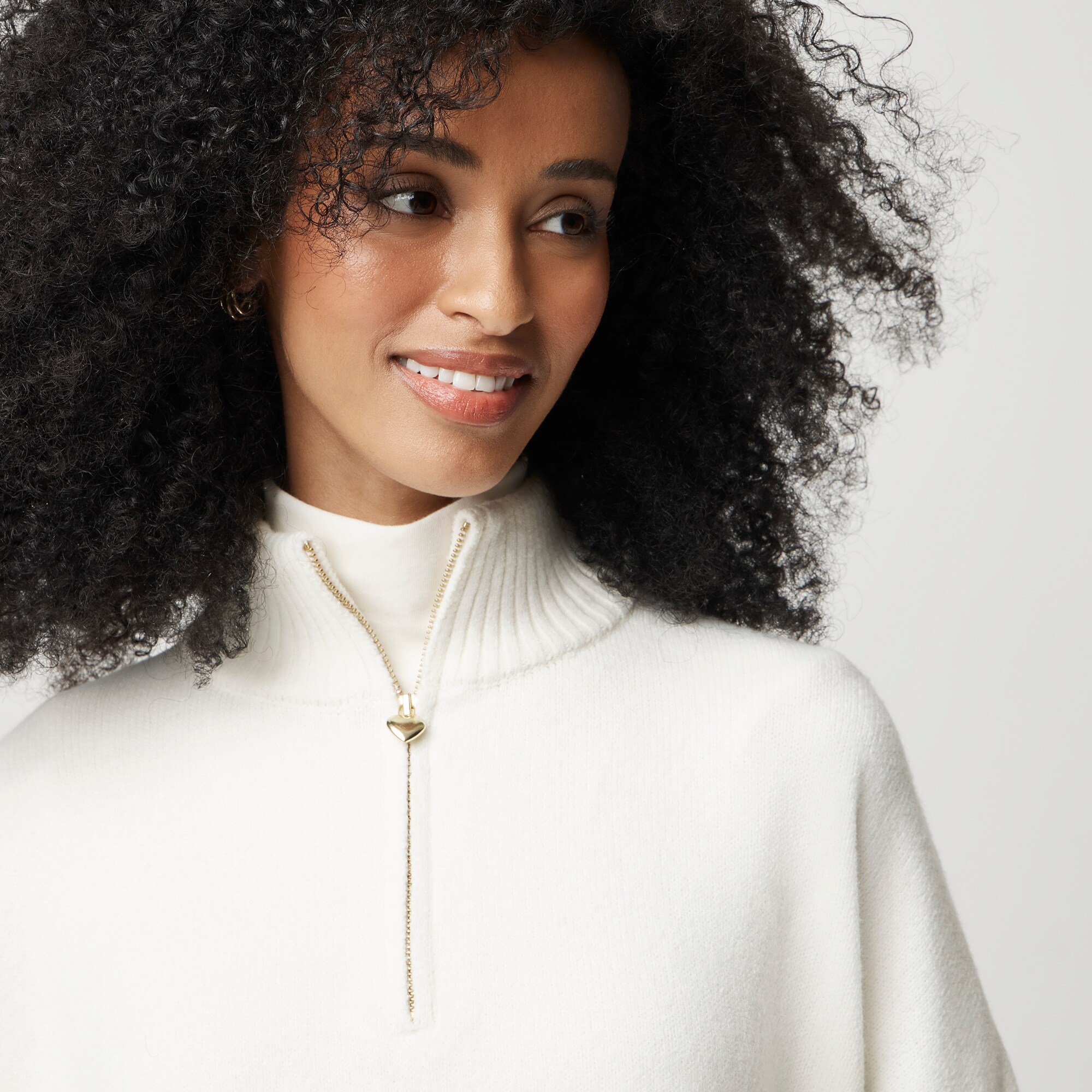 Heart quarter-zip poncho