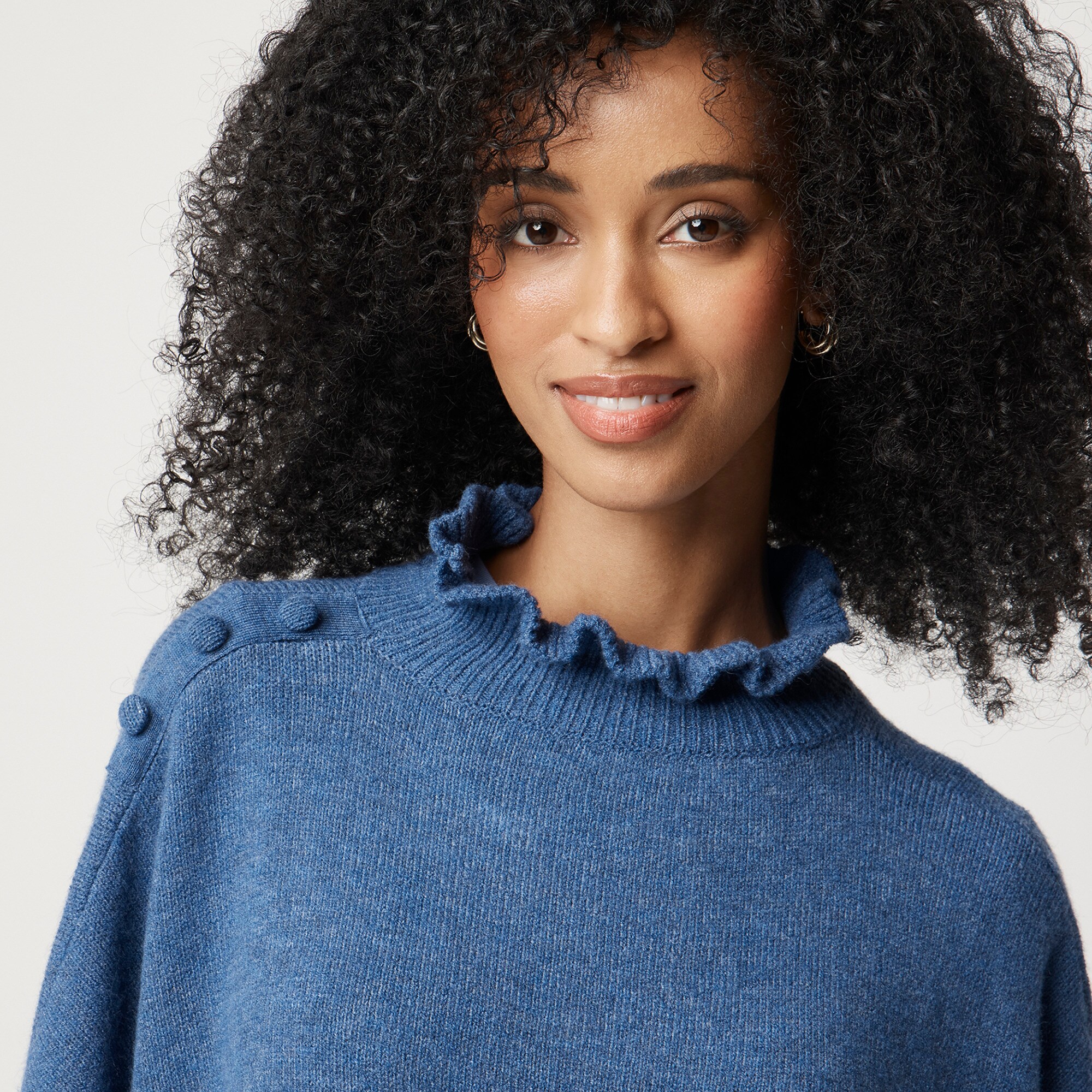 Ruffle-mockneck poncho