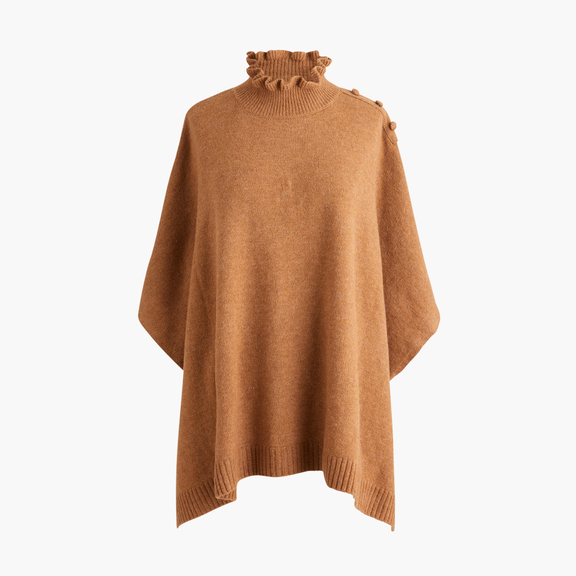 womens Ruffle-mockneck poncho