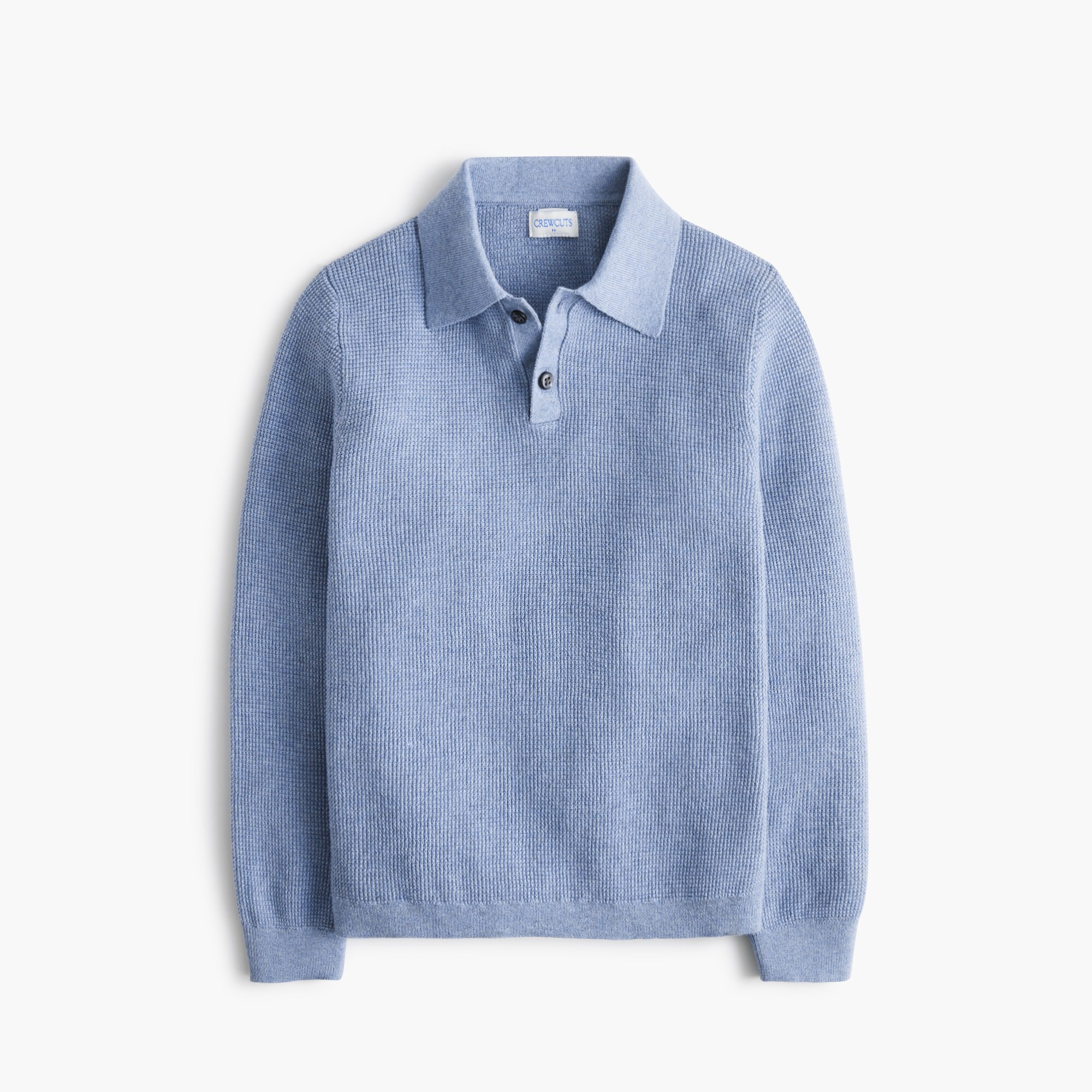 Boys' long-sleeve waffle-stitch sweater-polo
