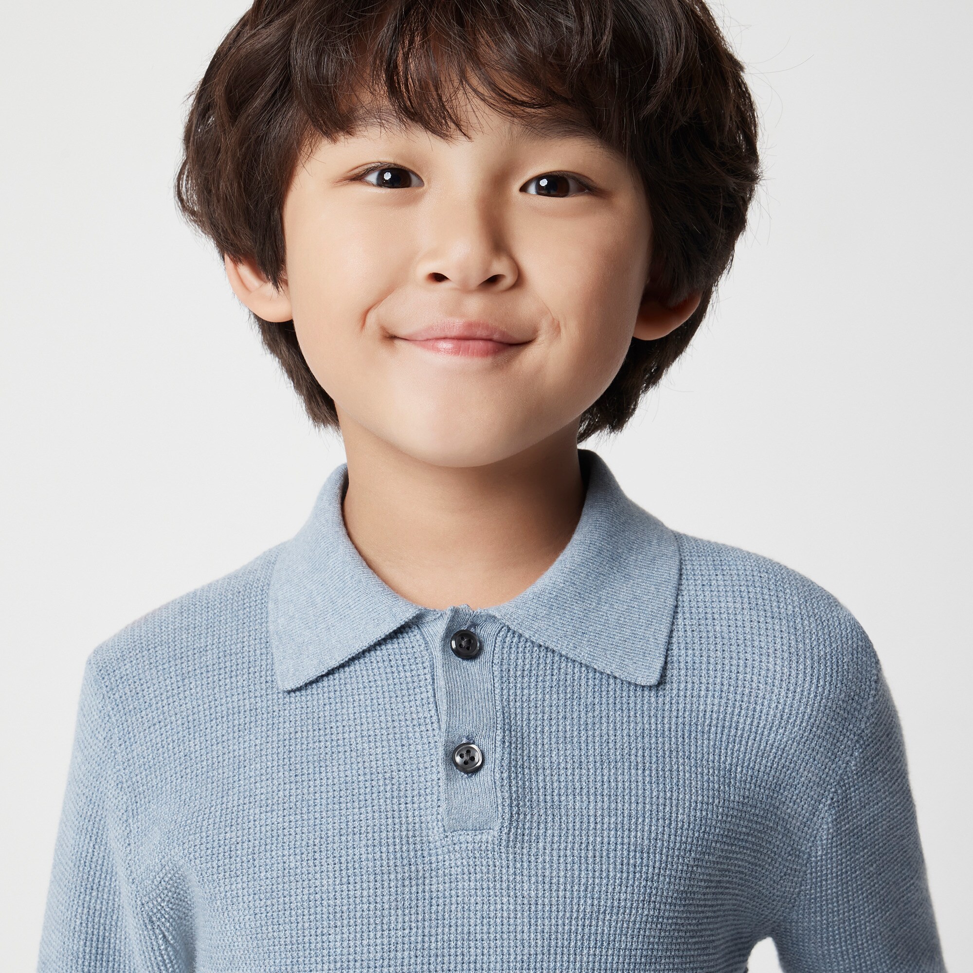 Boys' long-sleeve waffle-stitch sweater-polo