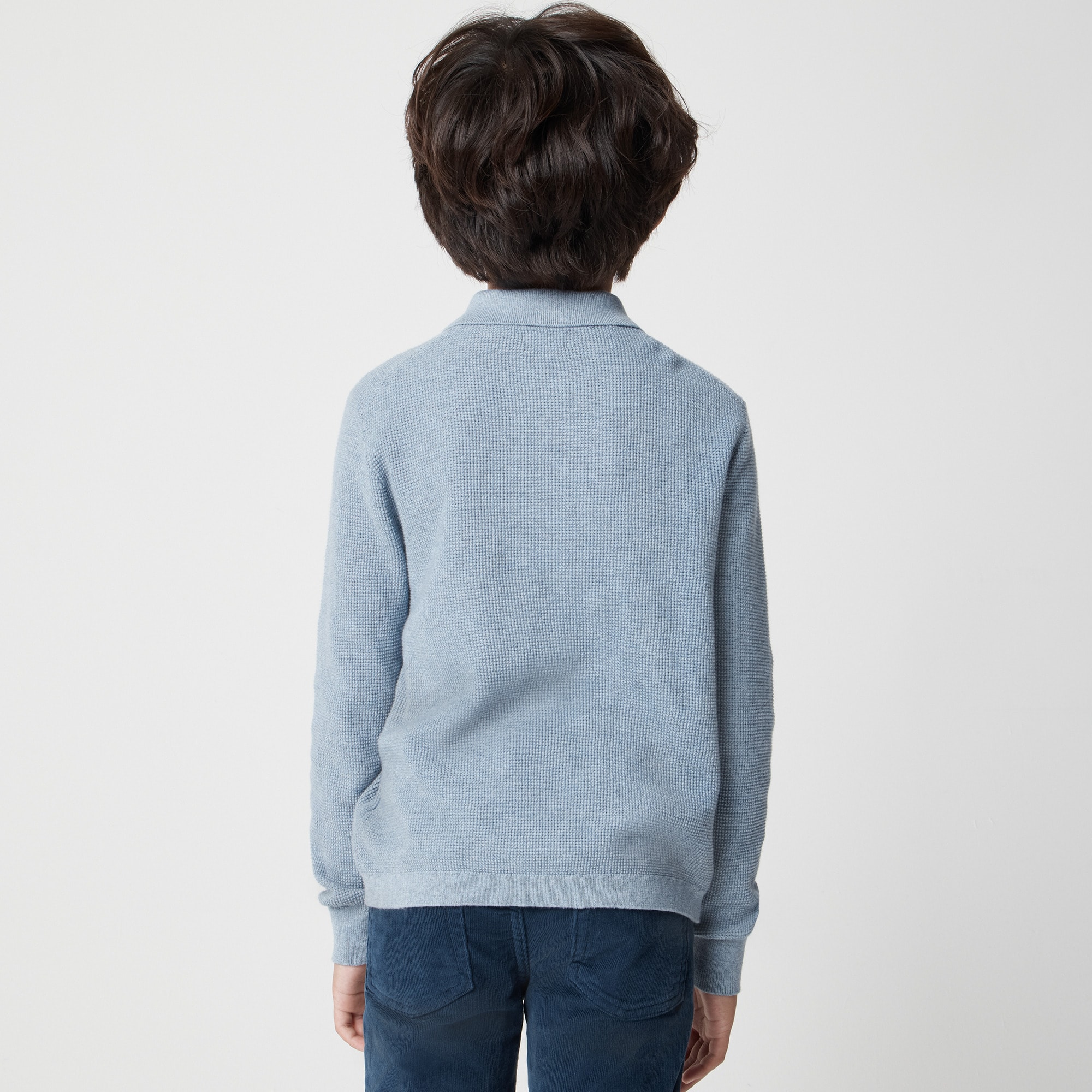 Boys' long-sleeve waffle-stitch sweater-polo