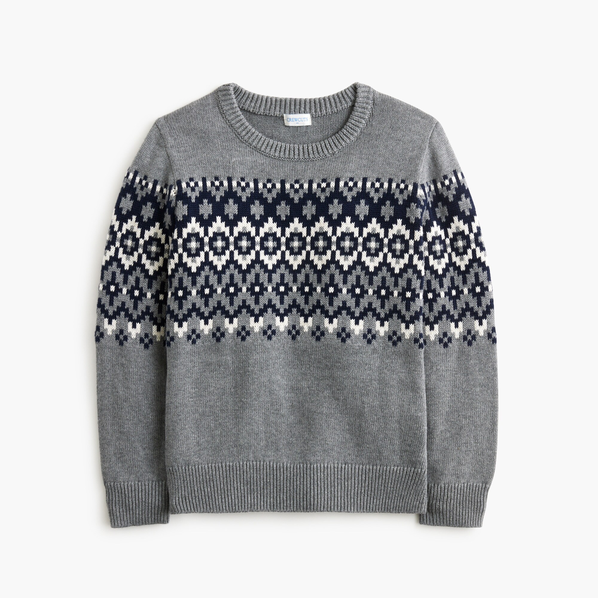 Boys' cotton Fair Isle crewneck sweater