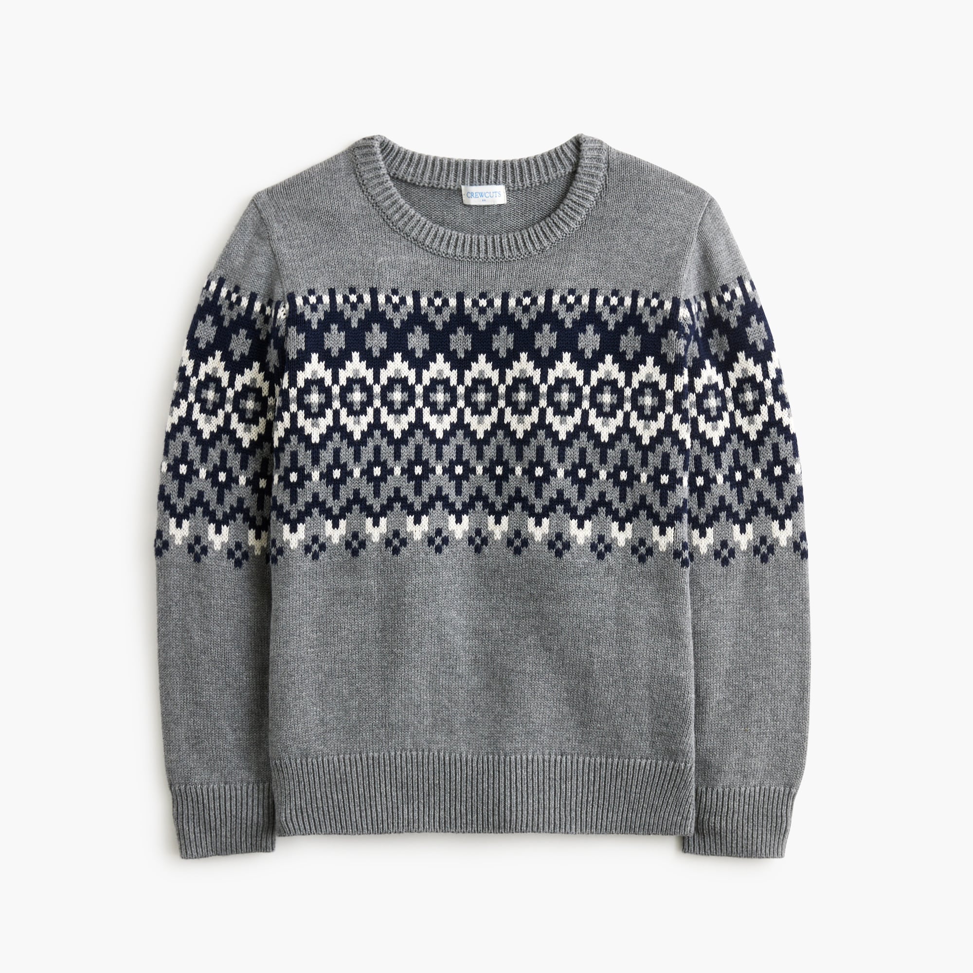  Boys' cotton Fair Isle crewneck sweater