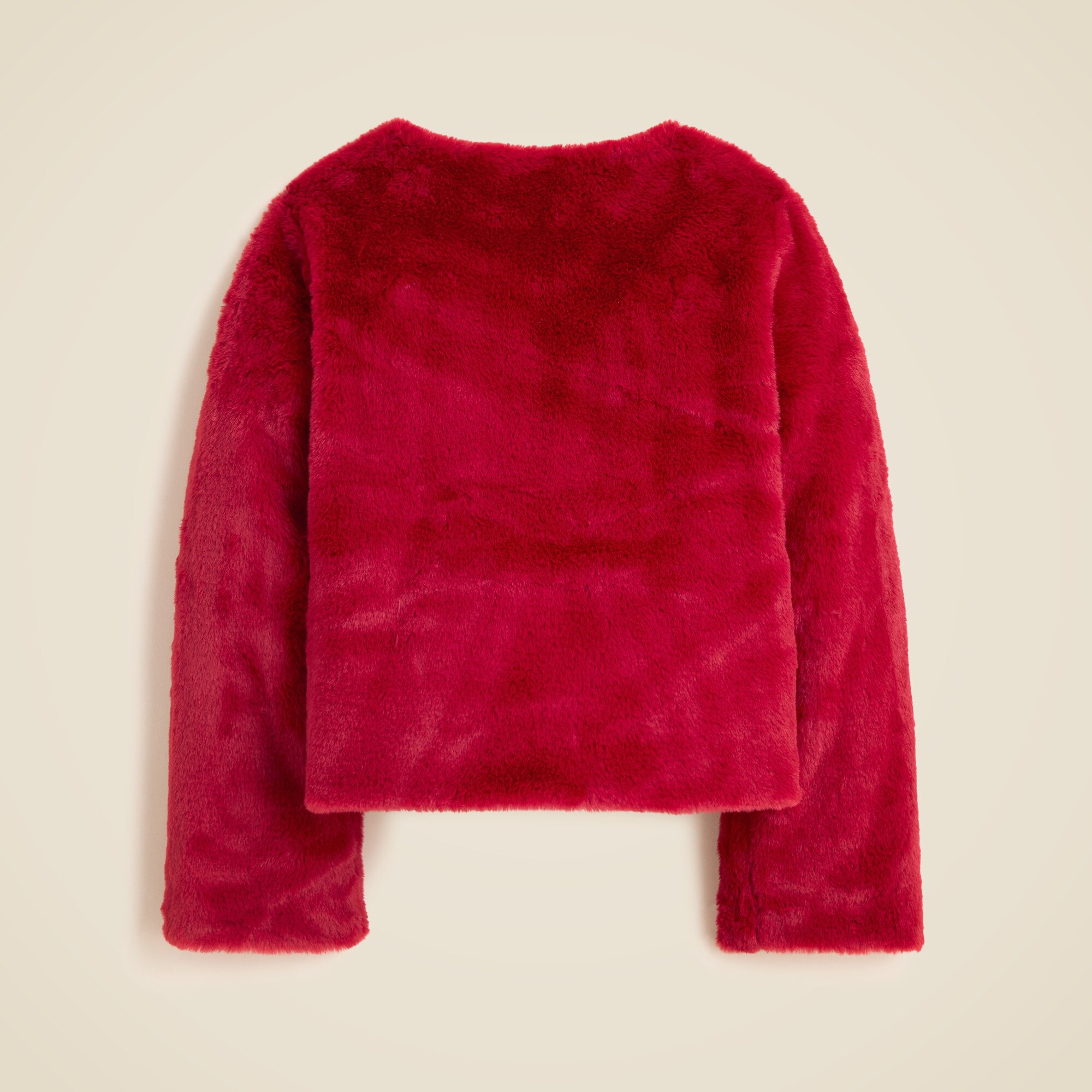 Girls' faux-fur heart-pocket jacket