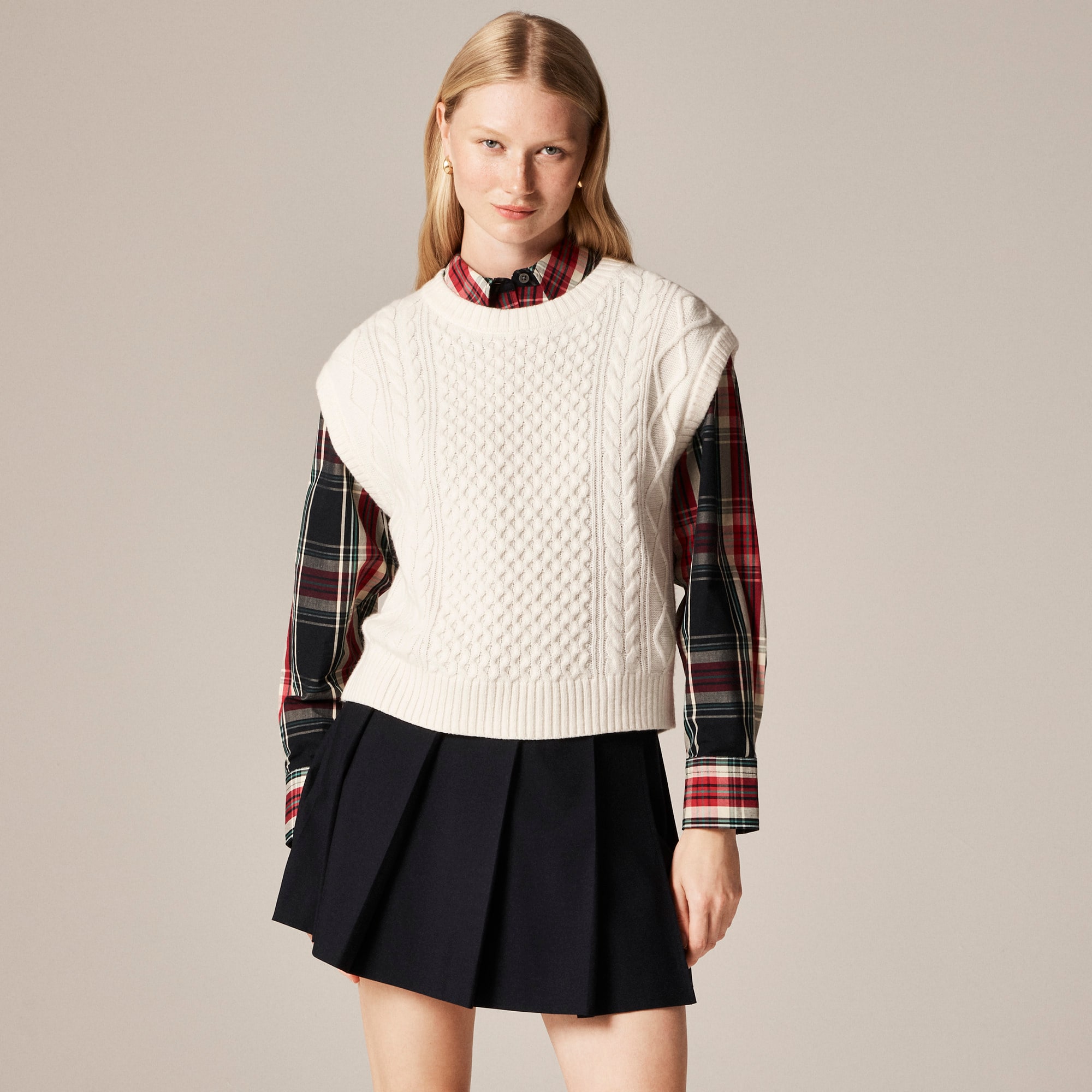 womens Cable-knit shell in wool blend