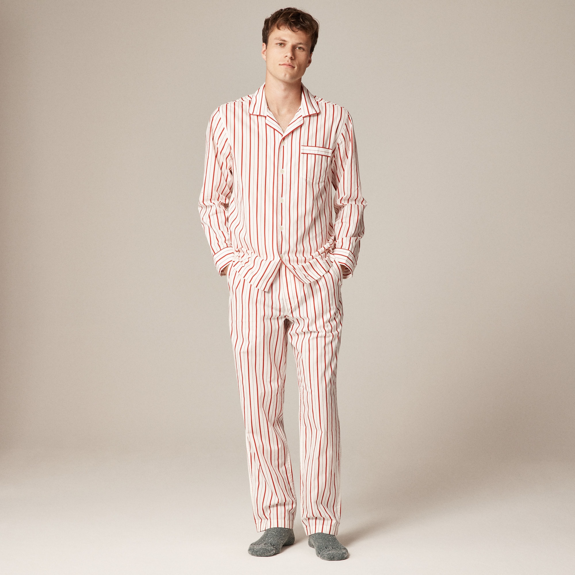 mens Pajama set in cotton poplin