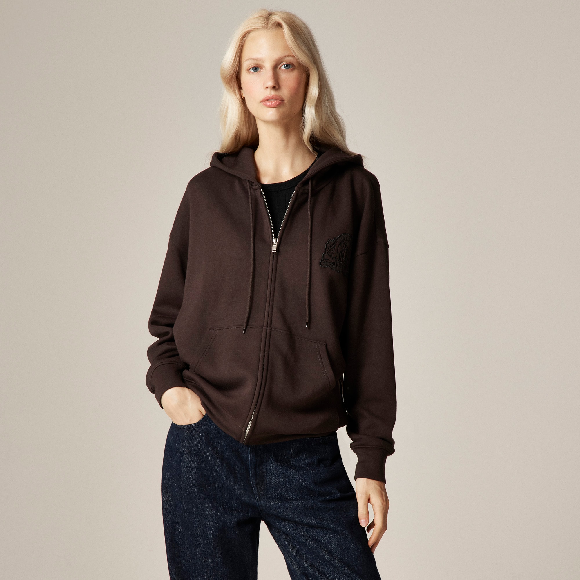  Alex Eagle X J.Crew scuba-knit full-zip hoodie