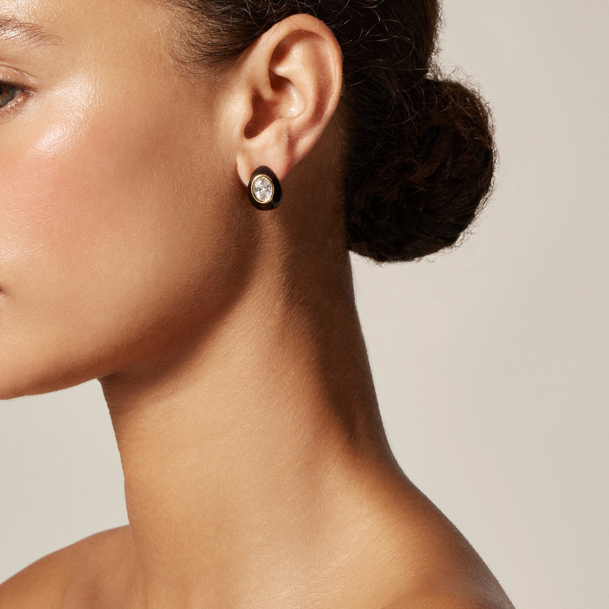 Crystal and enamel hoop earrings