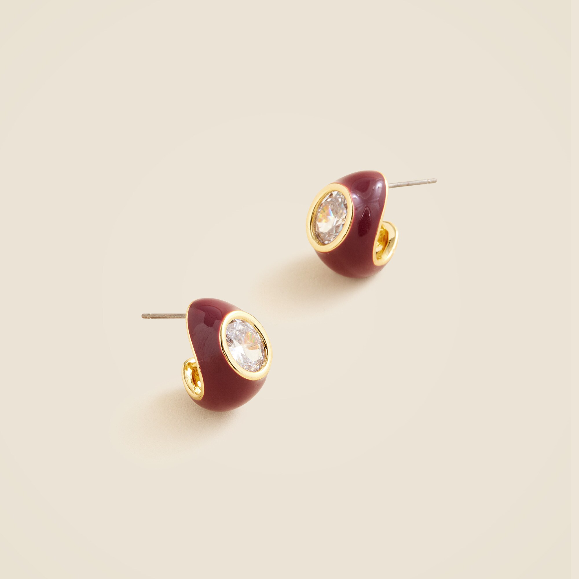 Crystal and enamel hoop earrings