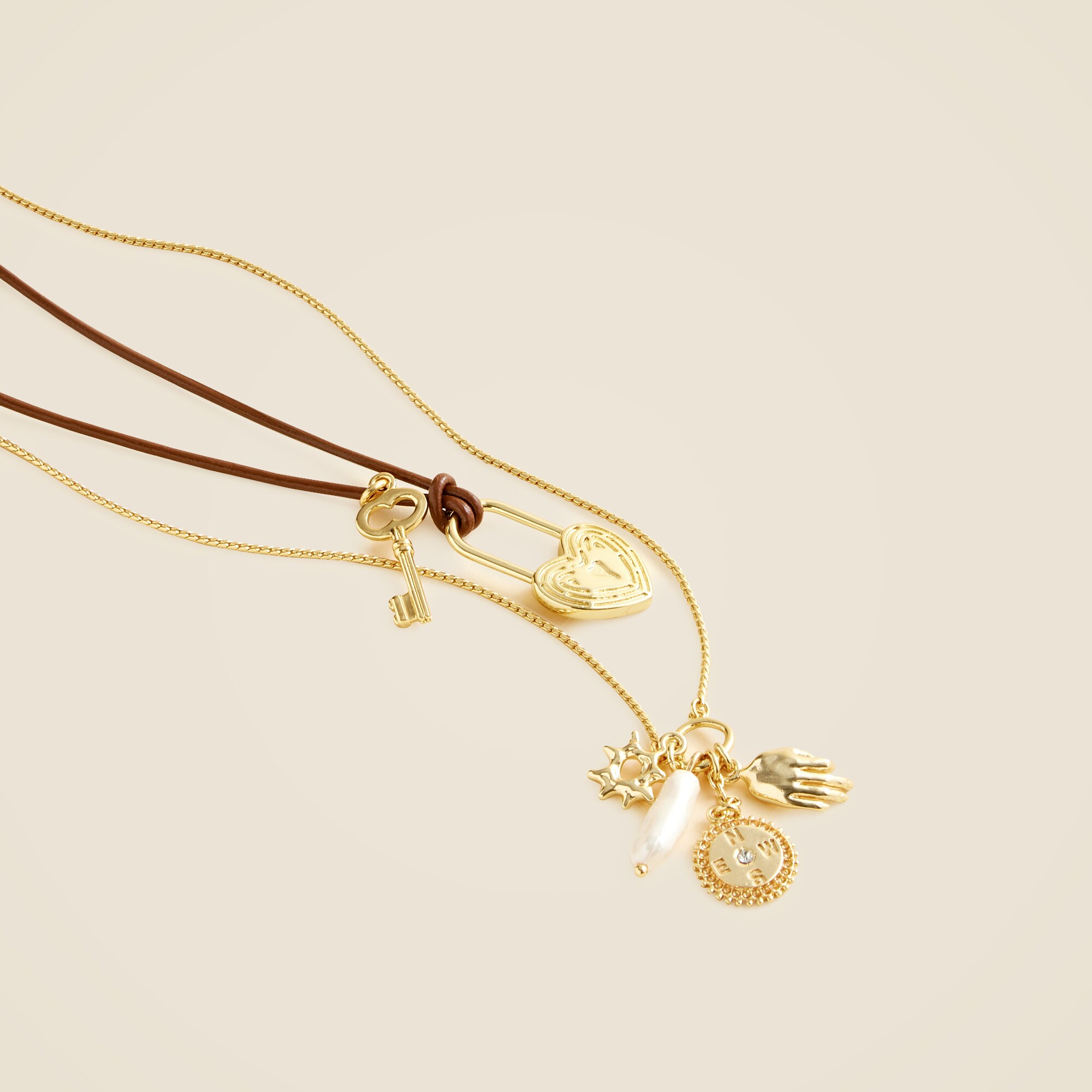 Pull-tie charm necklaces set-of-two