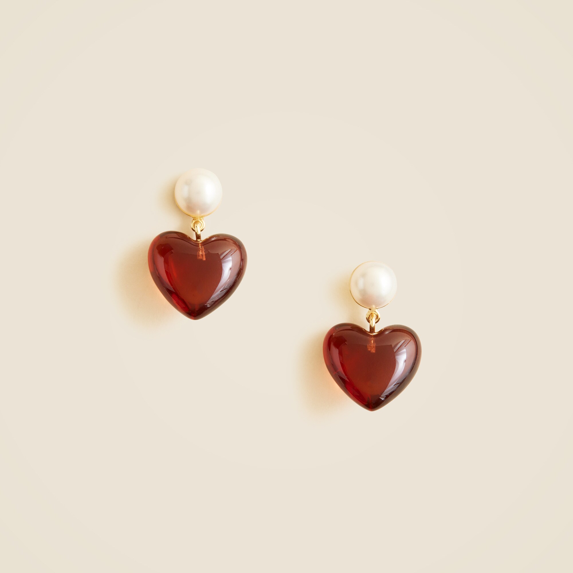 Heart acetate drop earrings