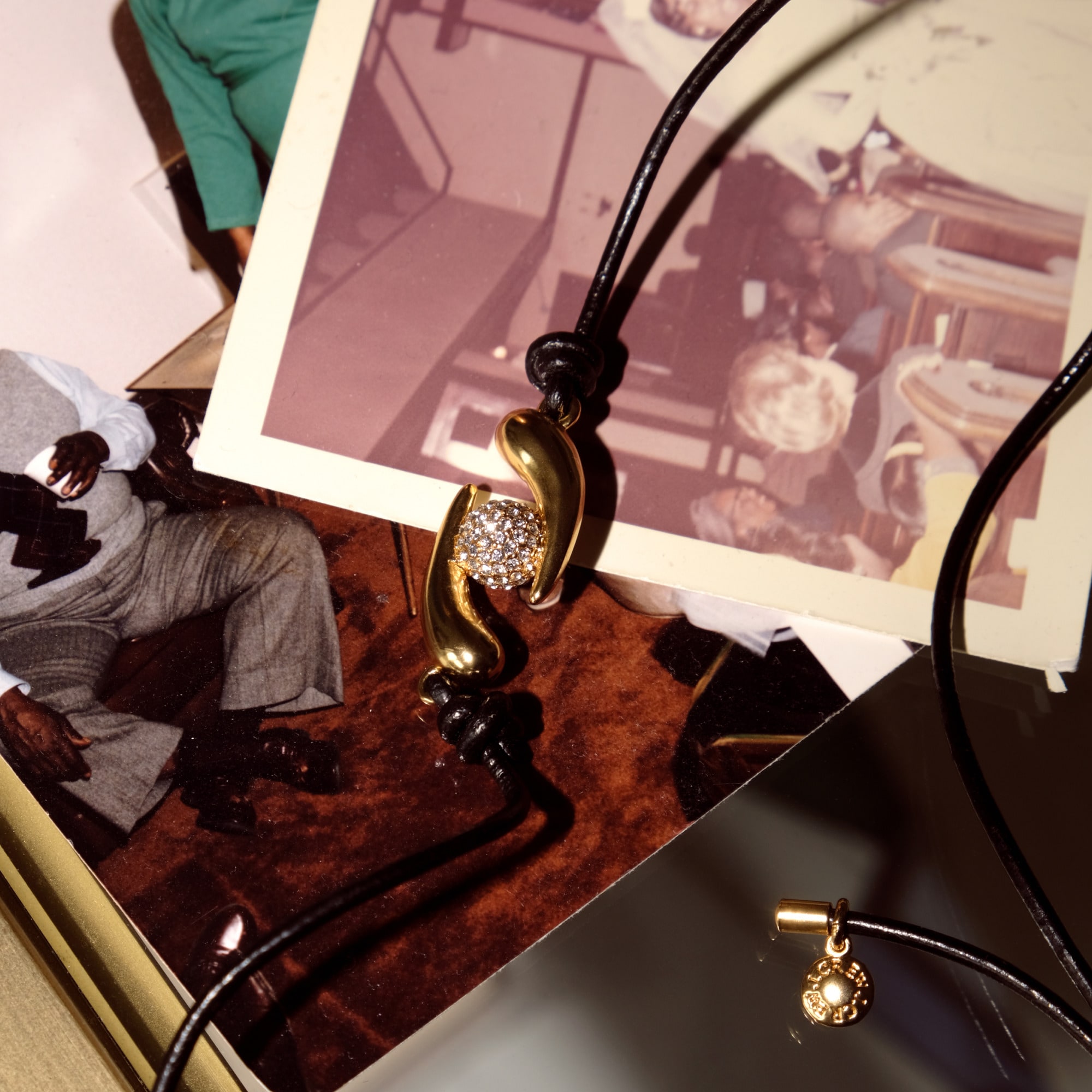 KHIRY X J.Crew two-talon necklace with pavé crystal orb
