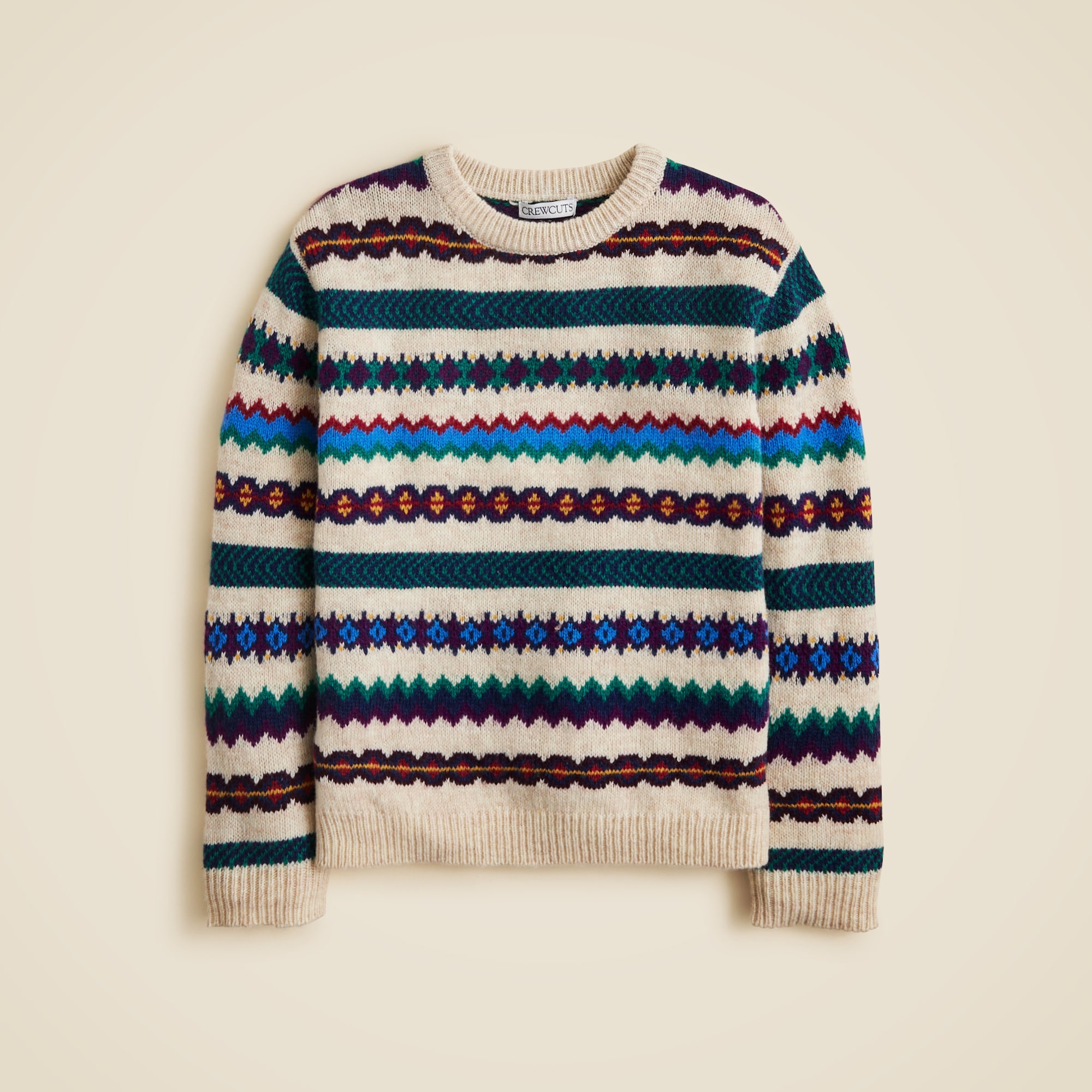 Kids' striped Fair Isle sweater in wool blend