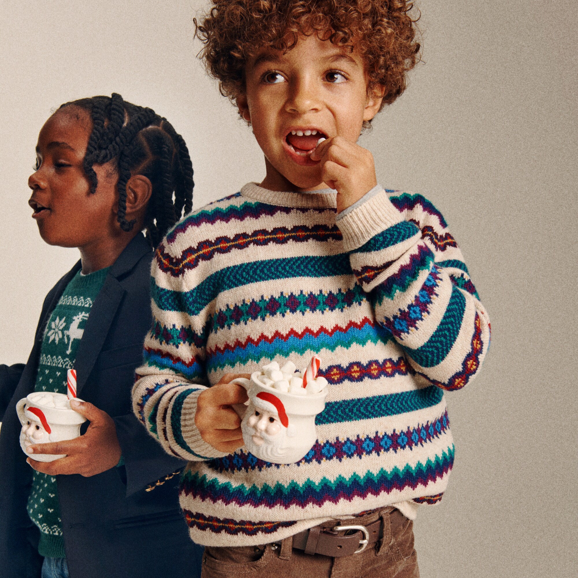 boys Kids' striped Fair Isle sweater in wool blend