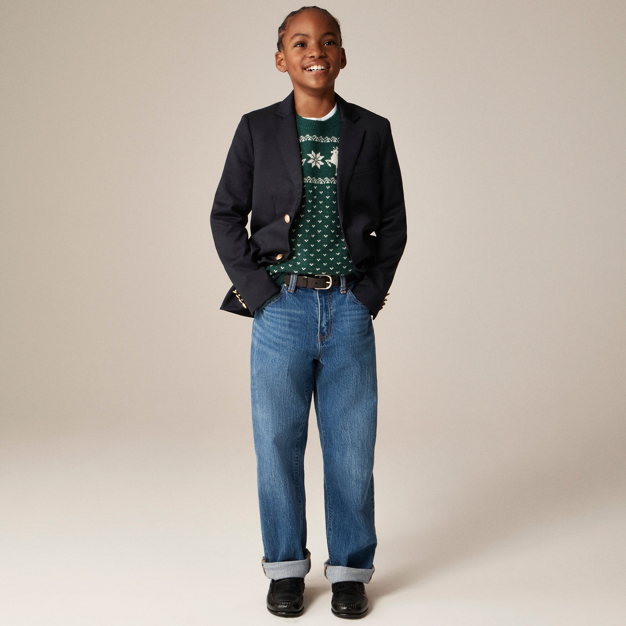 Kids' reindeer Fair Isle sweater in wool blend