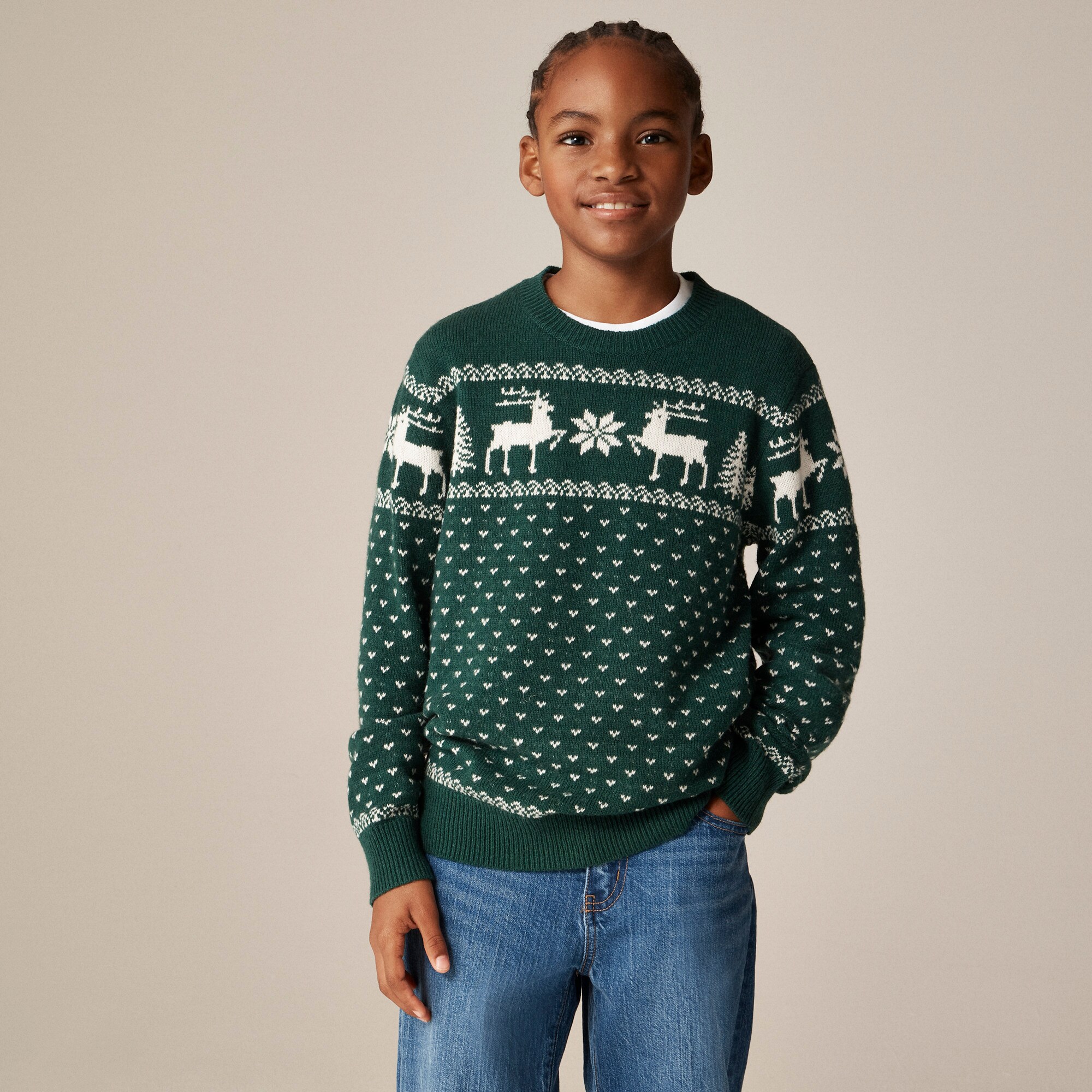  Kids' reindeer Fair Isle sweater in wool blend
