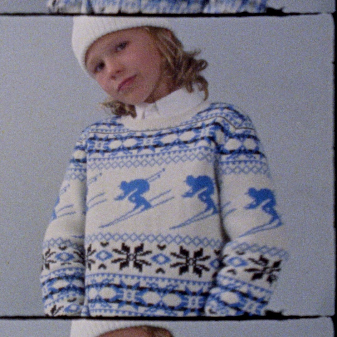 Kids' ski Fair Isle sweater in cotton