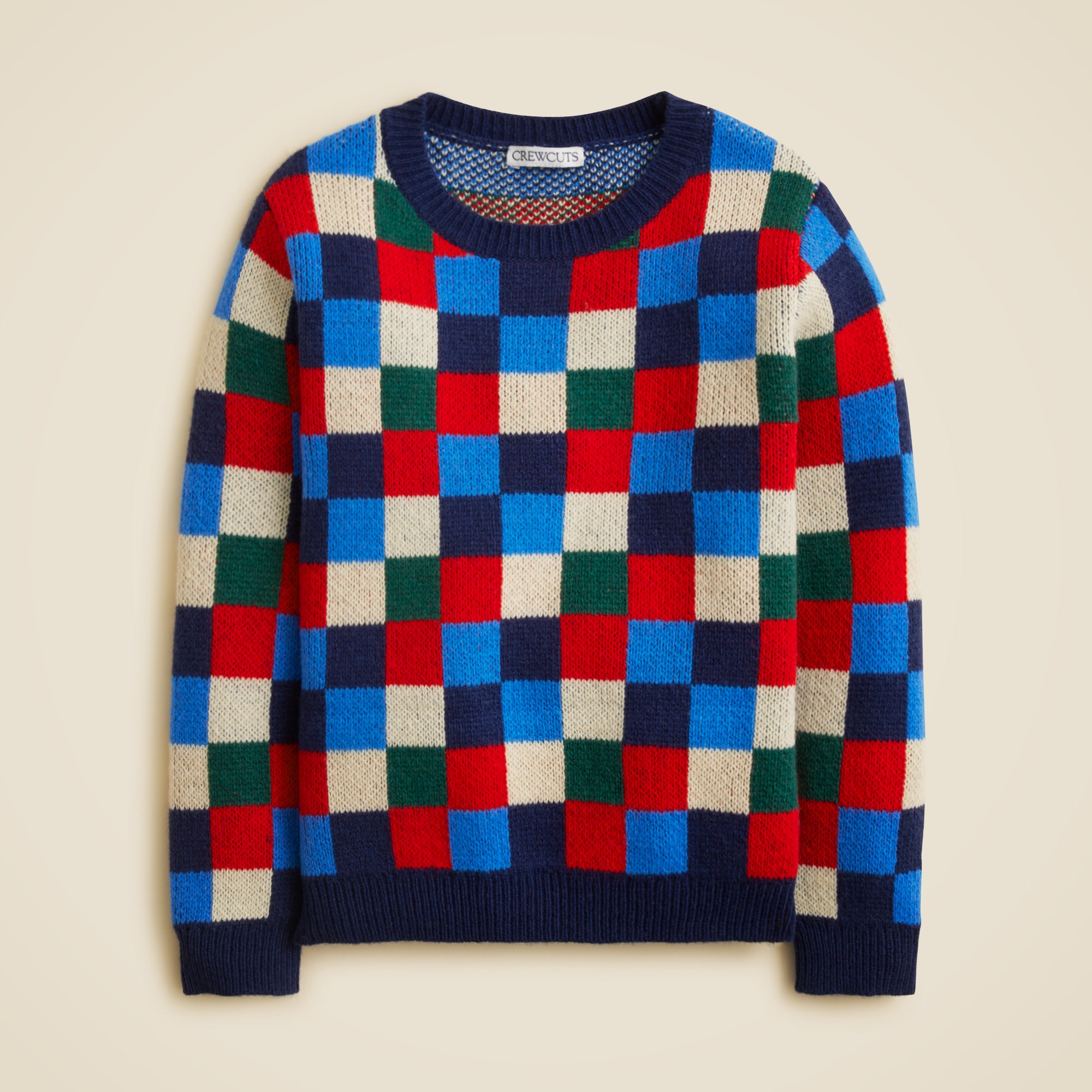 Kids' geometric crewneck sweater in wool blend