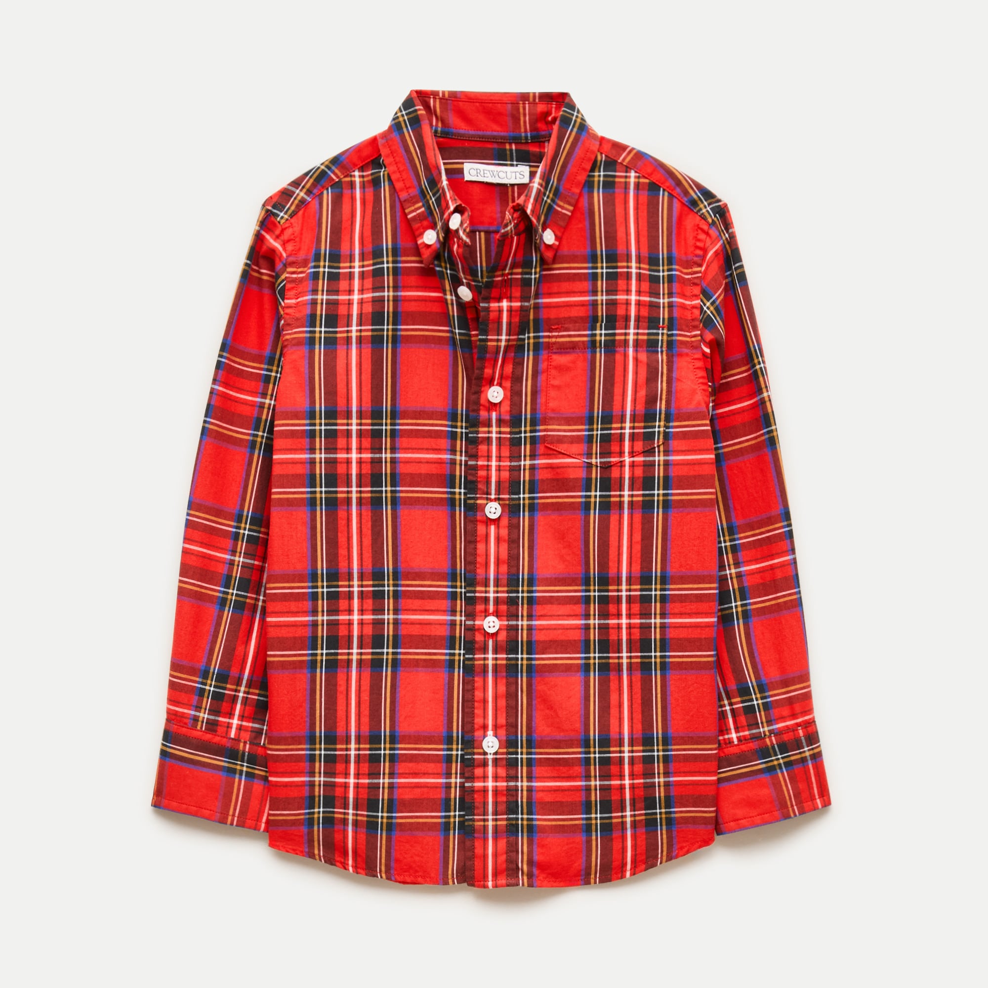 Kids' cotton poplin button-down in tartan