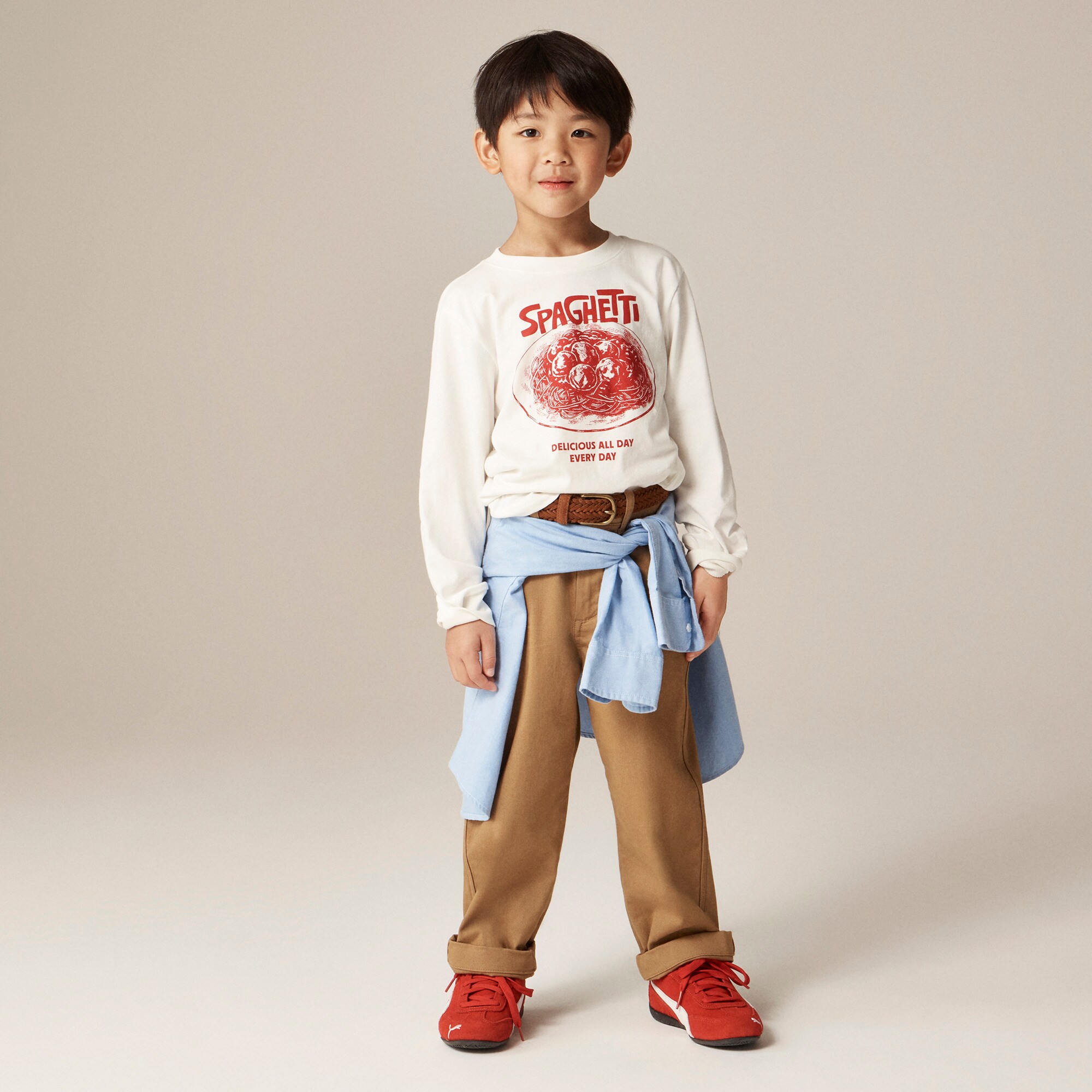 Kids' long-sleeve spaghetti graphic T-shirt