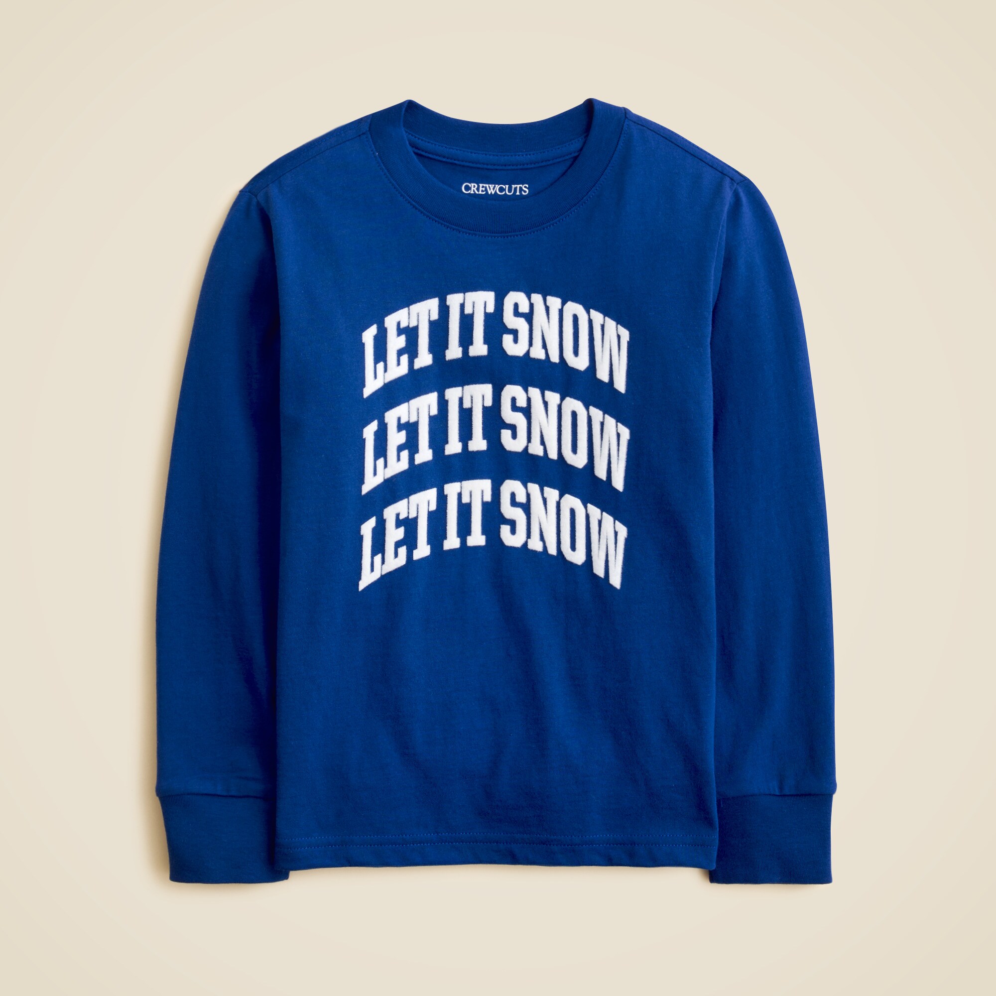  Kids' long-sleeve "Let it snow" graphic T-shirt with flocking